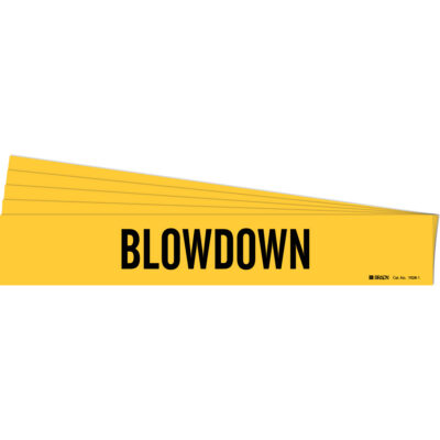 Marqueur de tuyau «Blow Down», Autocollant, 2-1/4" h x 14" la, Noir sur jaune