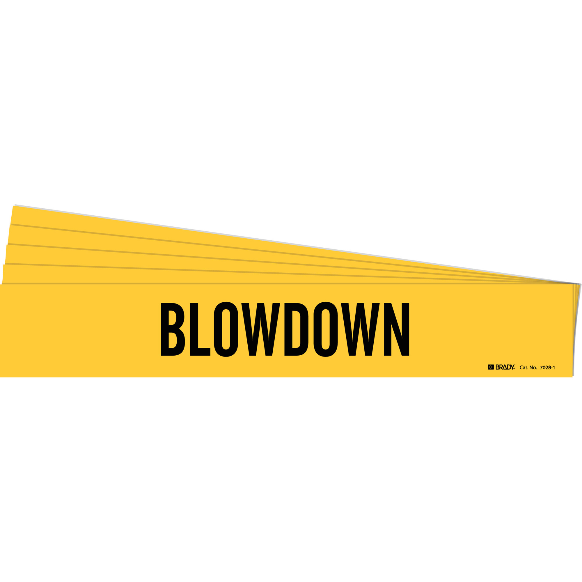 Marqueur de tuyau «Blow Down», Autocollant, 2-1/4" h x 14" la, Noir sur jaune