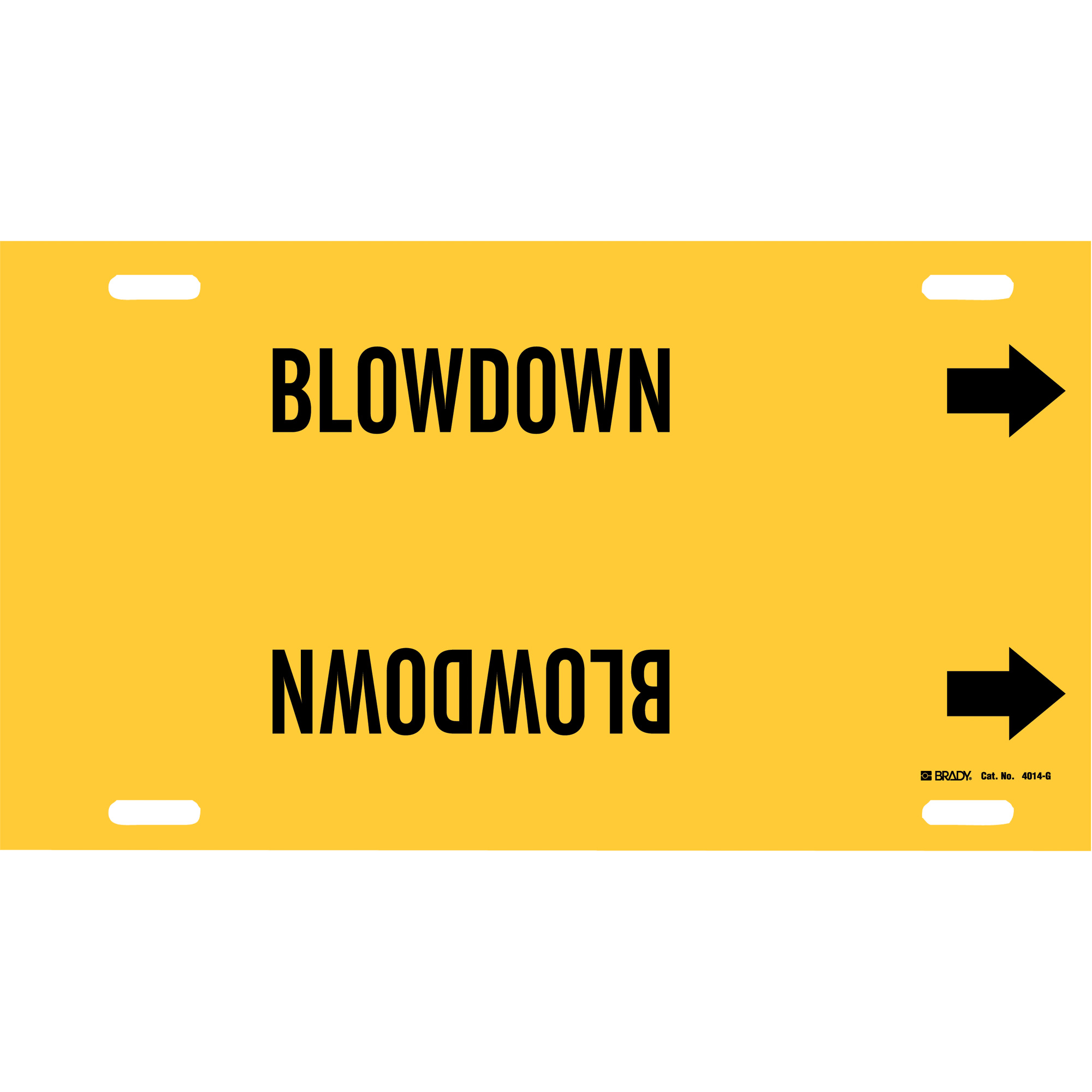 Marqueur de tuyau «Blowdown», À attacher, 10" h x 24" la, Noir sur jaune