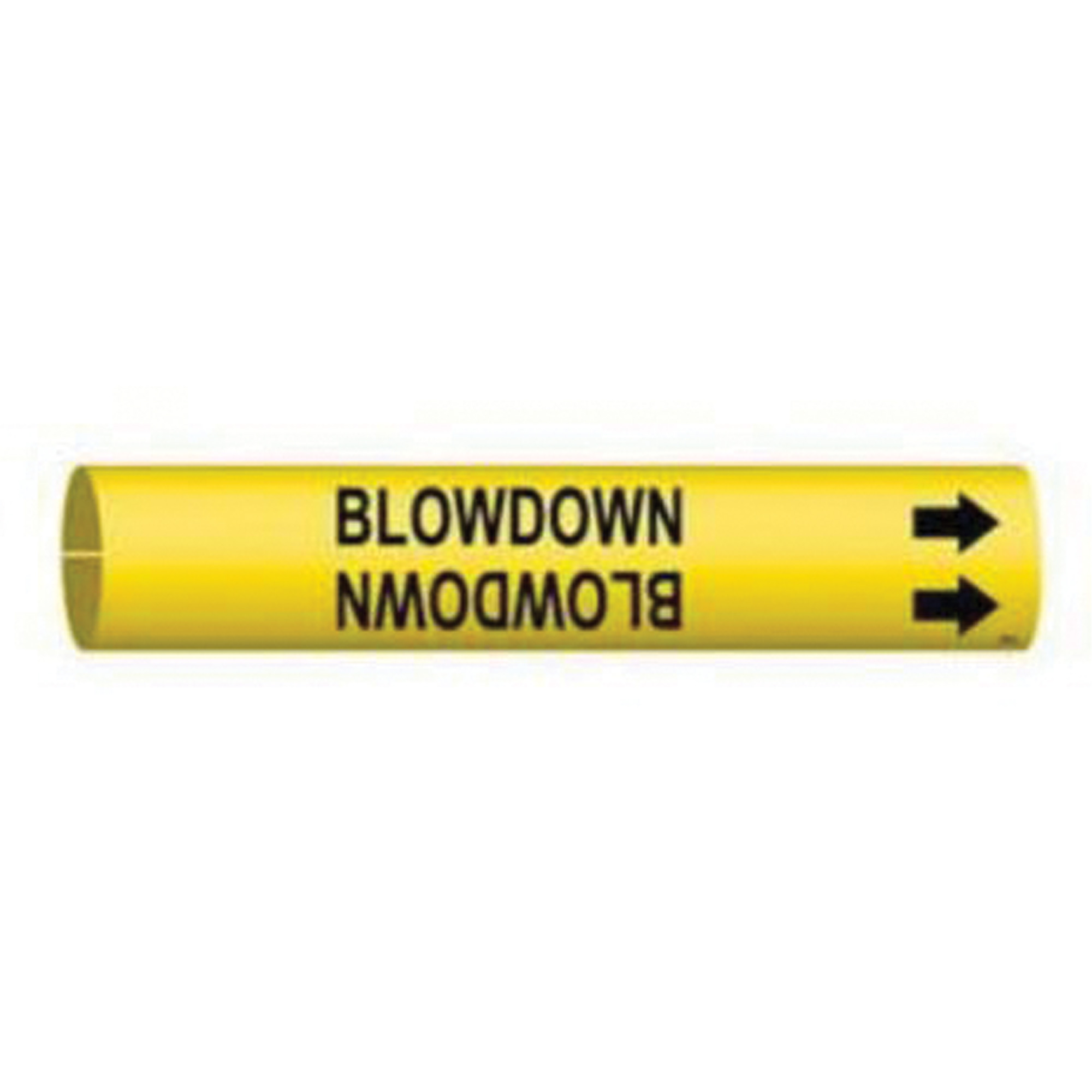 Marqueur de tuyau «Blowdown», À pression, 13/16" h x 13/16" la, Noir sur jaune