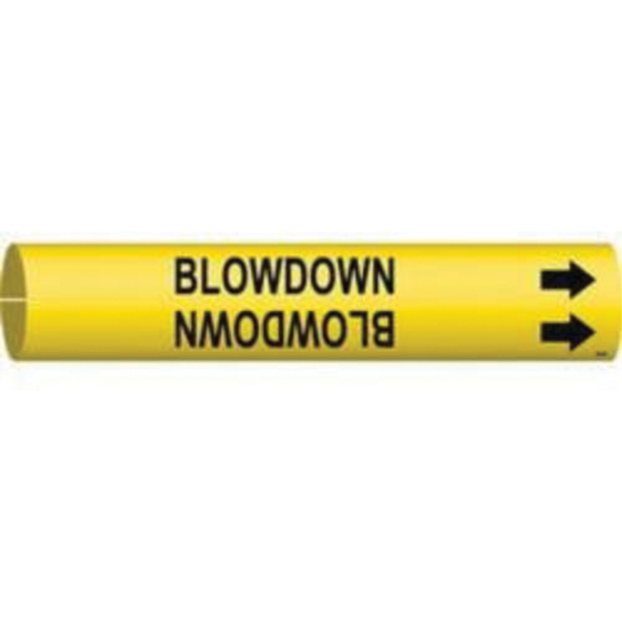Marqueur de tuyau «Blowdown», À pression, 2-13/16" h x 2-13/16" la, Noir sur jaune