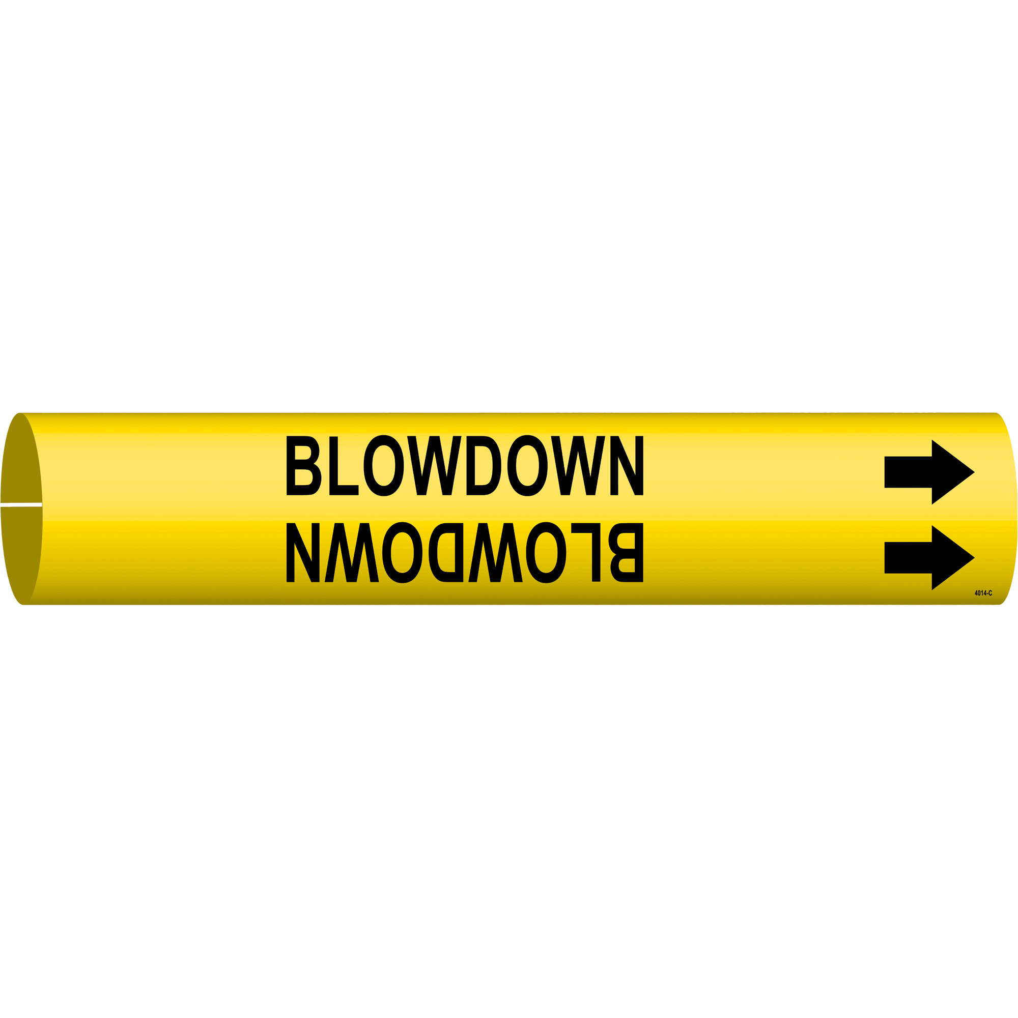 Marqueur de tuyau «Blowdown», À pression, 2" h x 2" la, Noir sur jaune