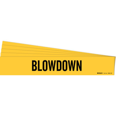 Marqueur de tuyau «Blowdown», Autocollant, 4" h x 24" la, Noir sur jaune
