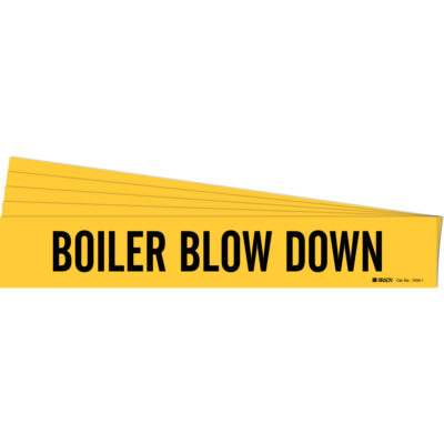 Marqueur de tuyau «Boiler Blow Down», Autocollant, 2-1/4" h x 14" la, Noir sur jaune