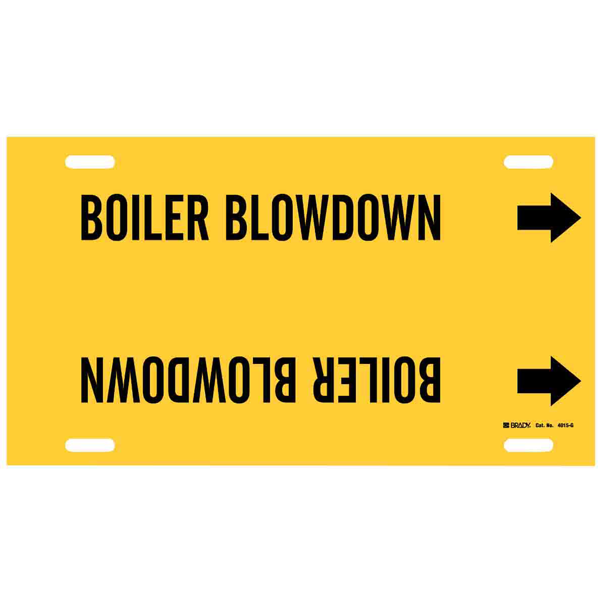 Marqueur de tuyau «Boiler Blowdown», À attacher, 10" h x 24" la, Noir sur jaune