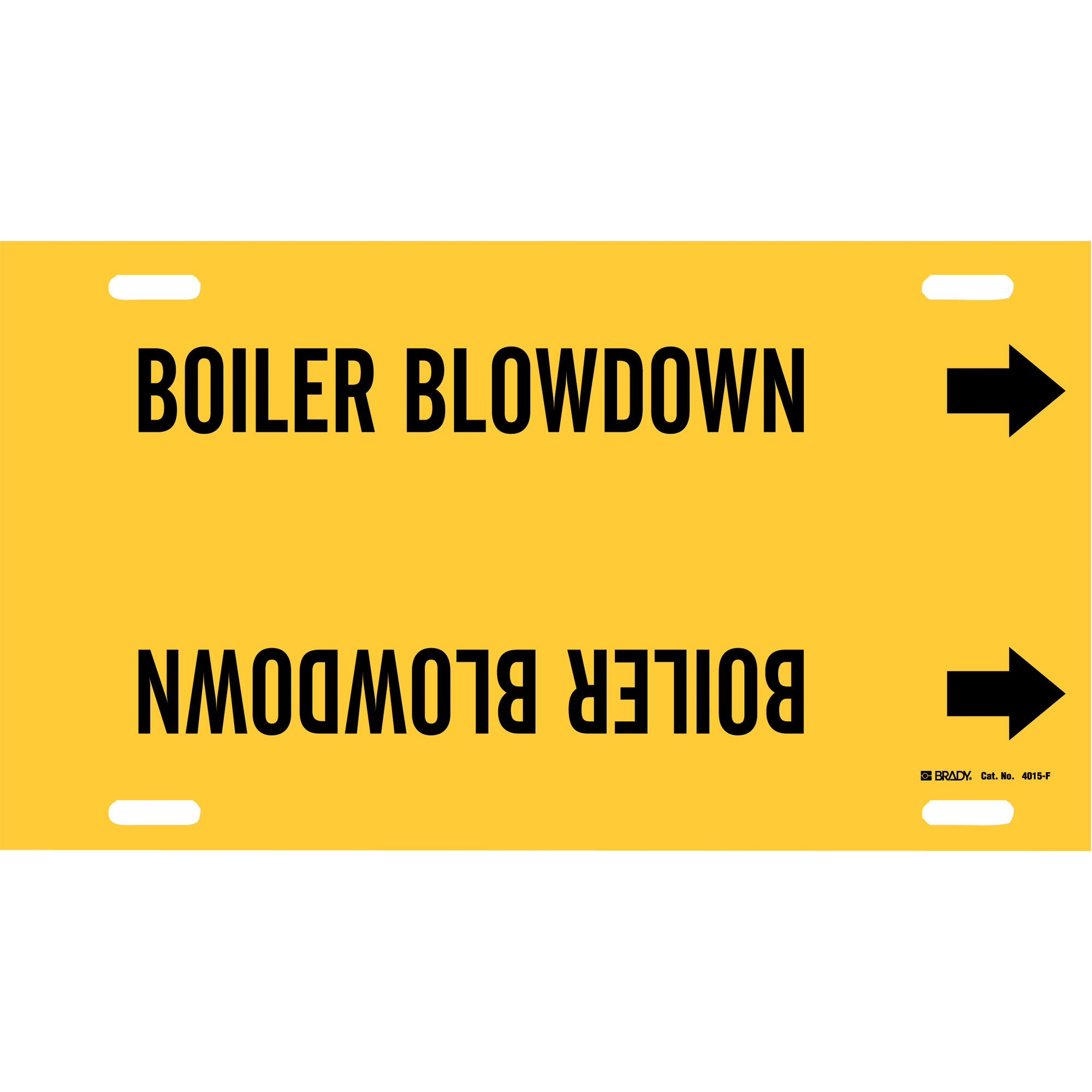 Marqueur de tuyau «Boiler Blowdown», À attacher, 8" h x 16" la, Noir sur jaune