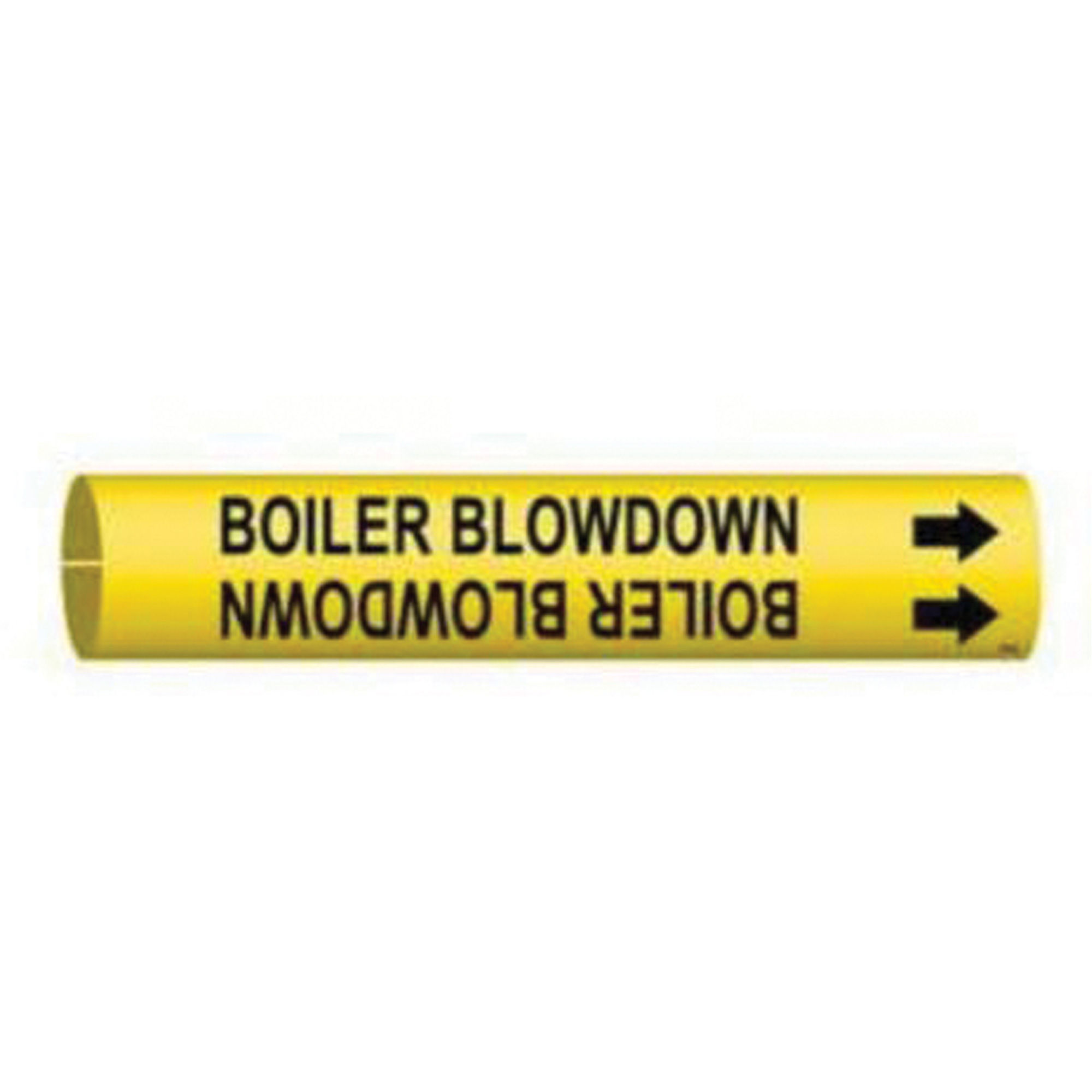 Marqueur de tuyau «Boiler Blowdown», À pression, 2" h x 2" la, Noir sur jaune