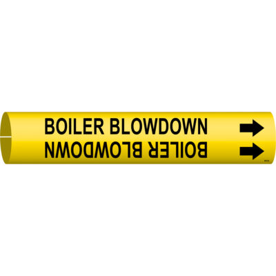 Marqueur de tuyau «Boiler Blowdown», À pression, 7/8" h x 7/8" la, Noir sur jaune