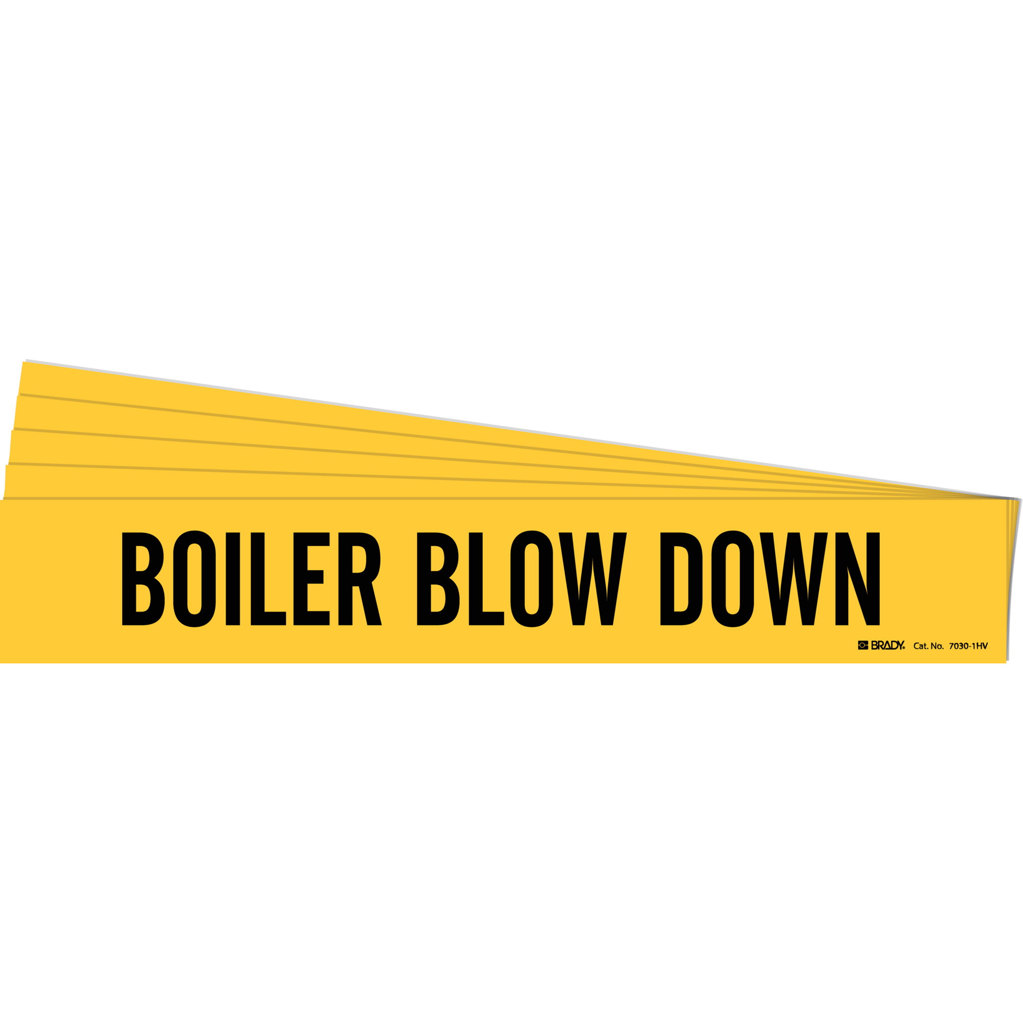 Marqueur de tuyau «Boiler Blowdown», Autocollant, 4" h x 24" la, Noir sur jaune