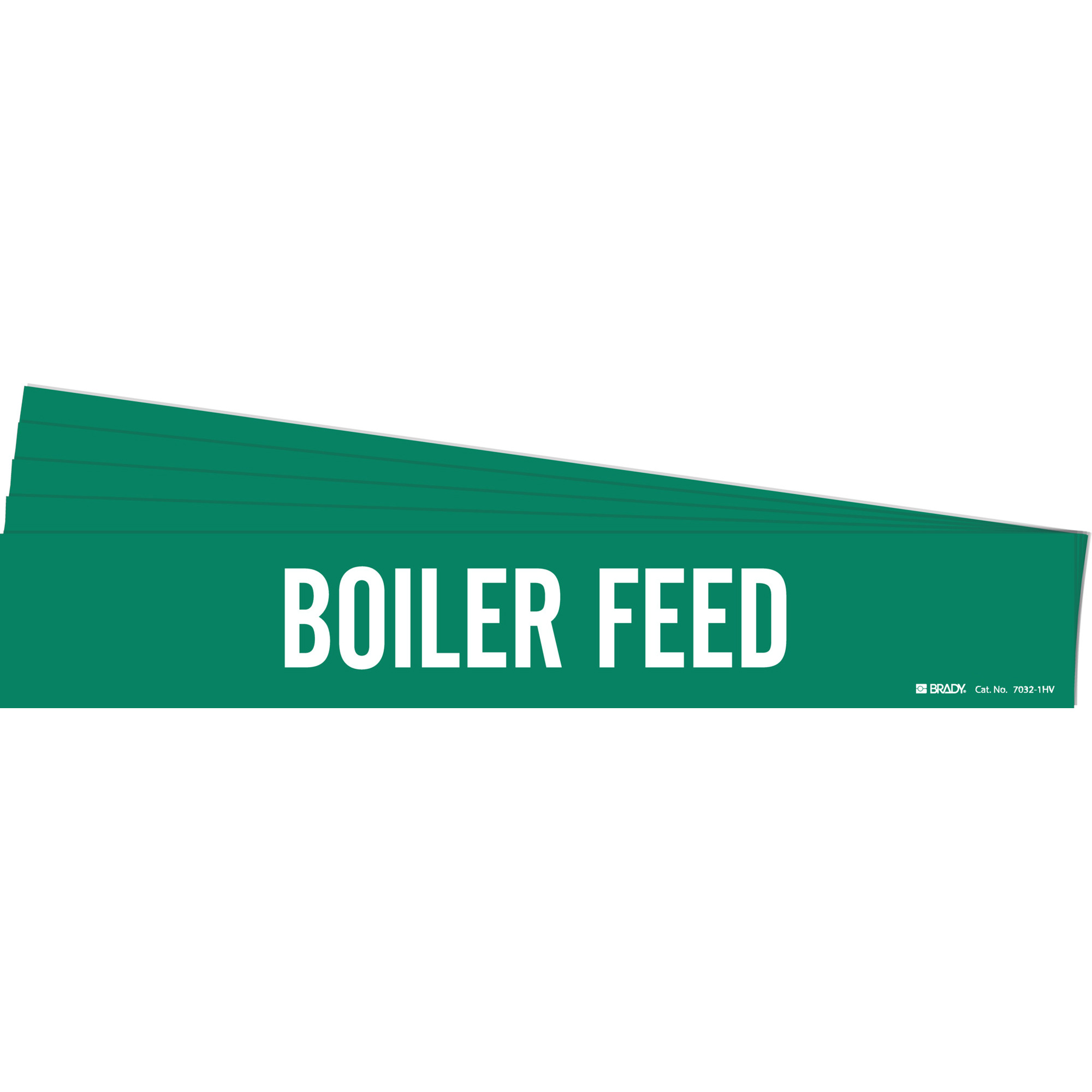 Marqueur de tuyau «Boiler Feed», Autocollant, 4" h x 24" la, Blanc/vert