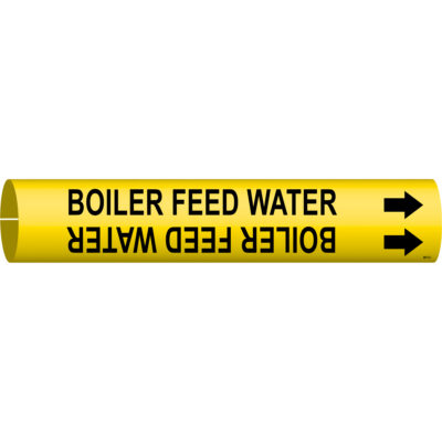 Marqueur de tuyau «Boiler Feed Water», À pression, 2" h x 2" la, Noir sur jaune