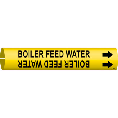 Marqueur de tuyau «Boiler Feed Water», À pression, 7/8" h x 7/8" la, Noir sur jaune