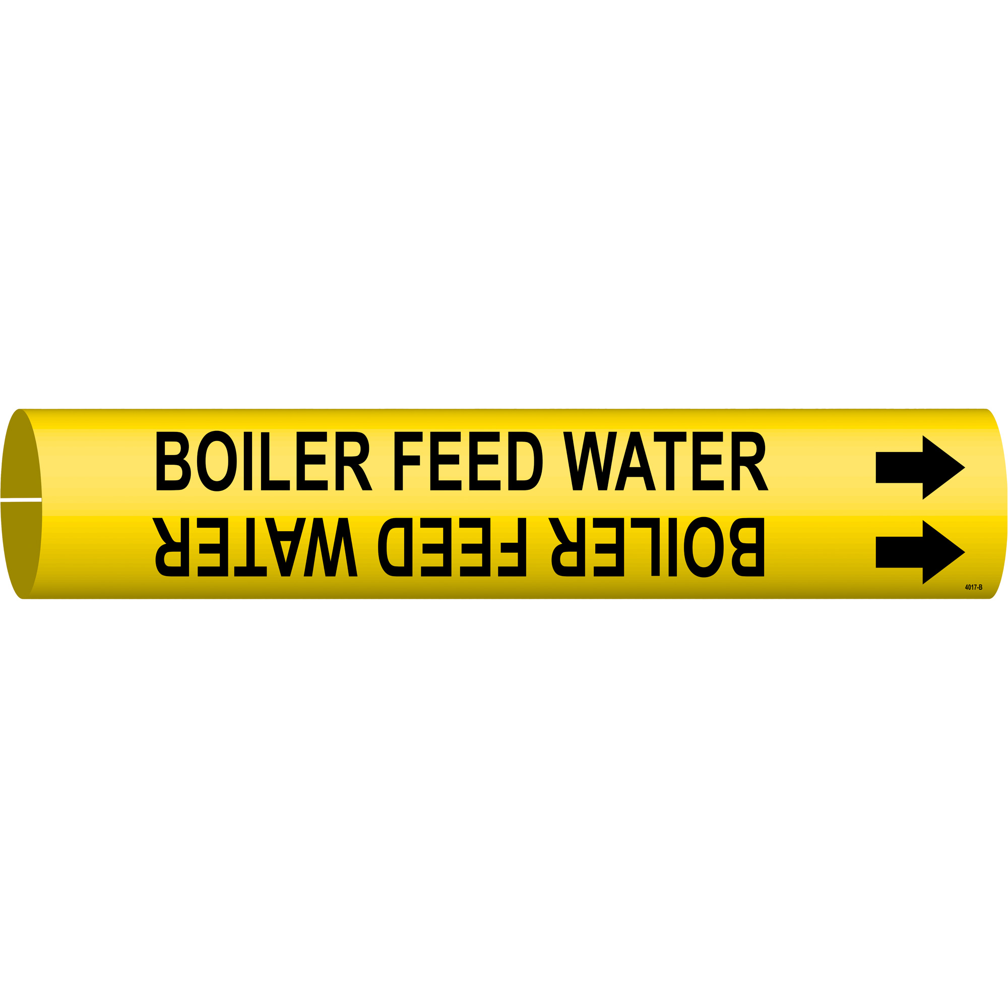 Marqueur de tuyau «Boiler Feed Water», À pression, 7/8" h x 7/8" la, Noir sur jaune