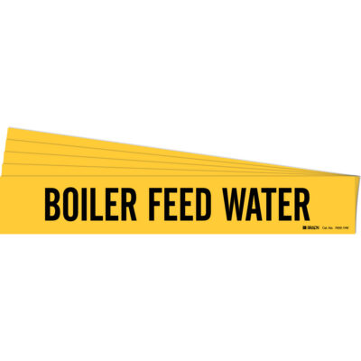 Marqueur de tuyau «Boiler Feed Water», Autocollant, 4" h x 24" la, Noir sur jaune