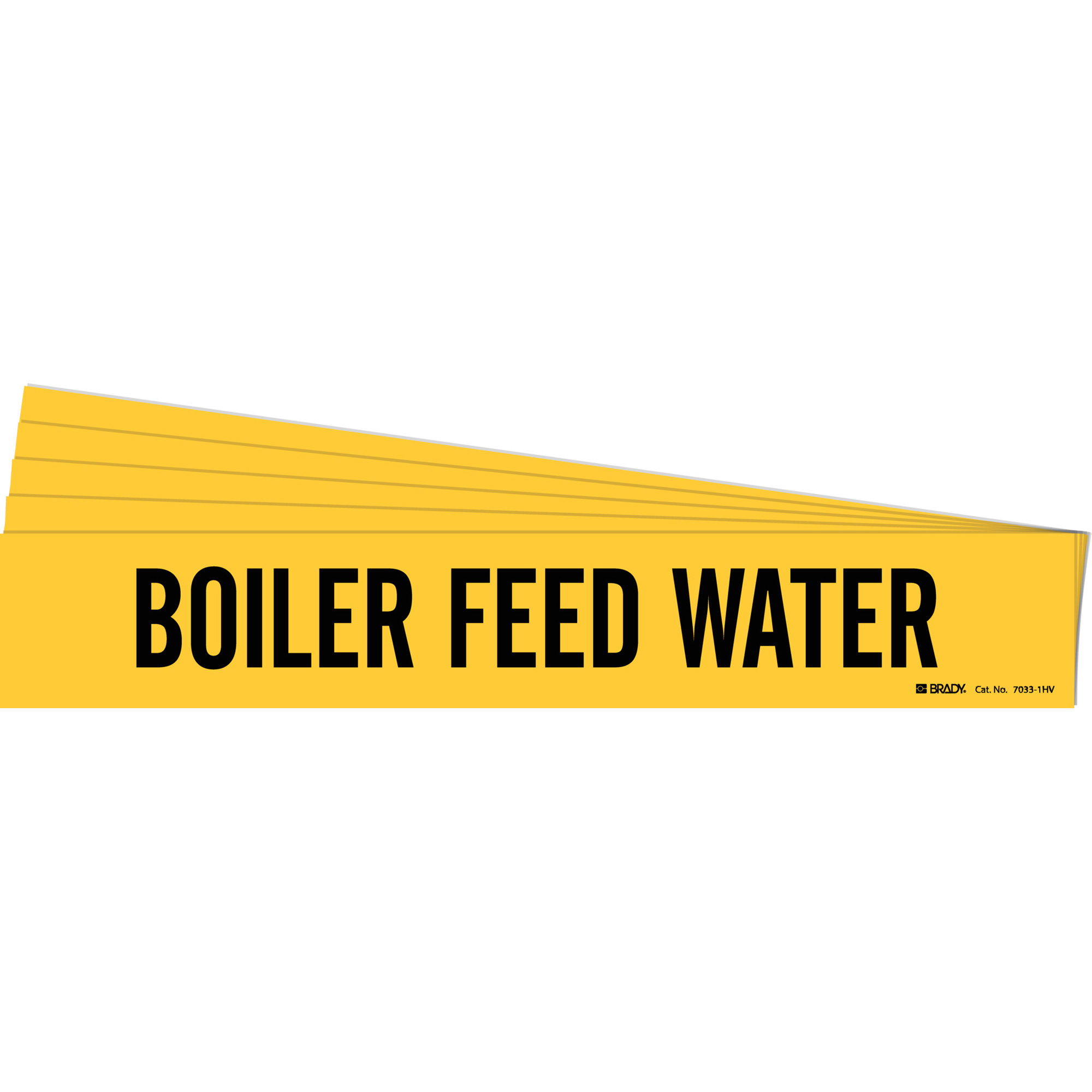 Marqueur de tuyau «Boiler Feed Water», Autocollant, 4" h x 24" la, Noir sur jaune