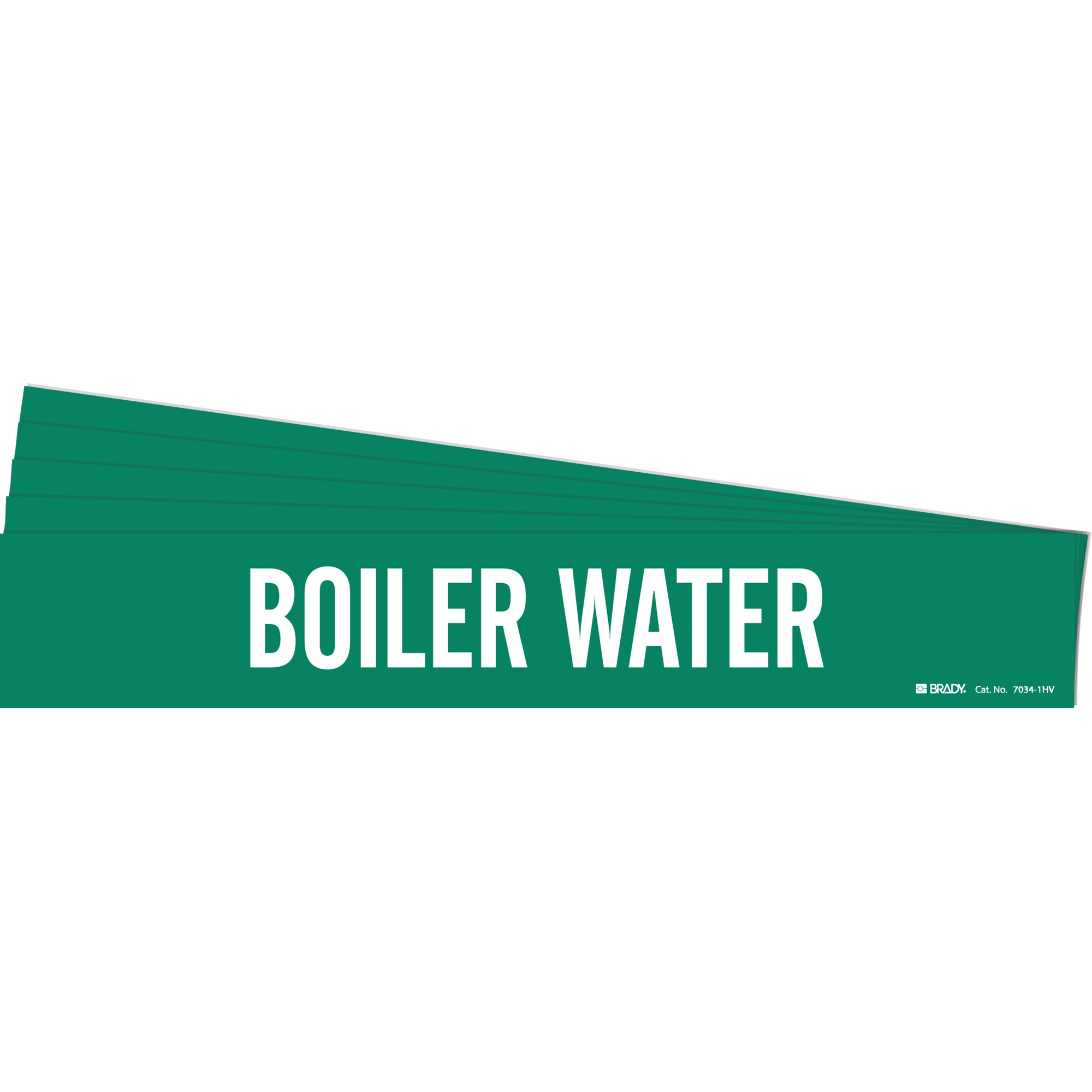 Marqueur de tuyau «Boiler Water», Autocollant, 4" h x 24" la, Blanc/vert