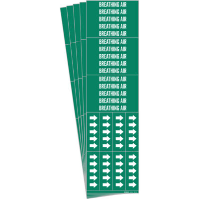Marqueur de tuyau «Breathing Air», Autocollant, 2-1/4" h x 2-3/4" la, Blanc/vert