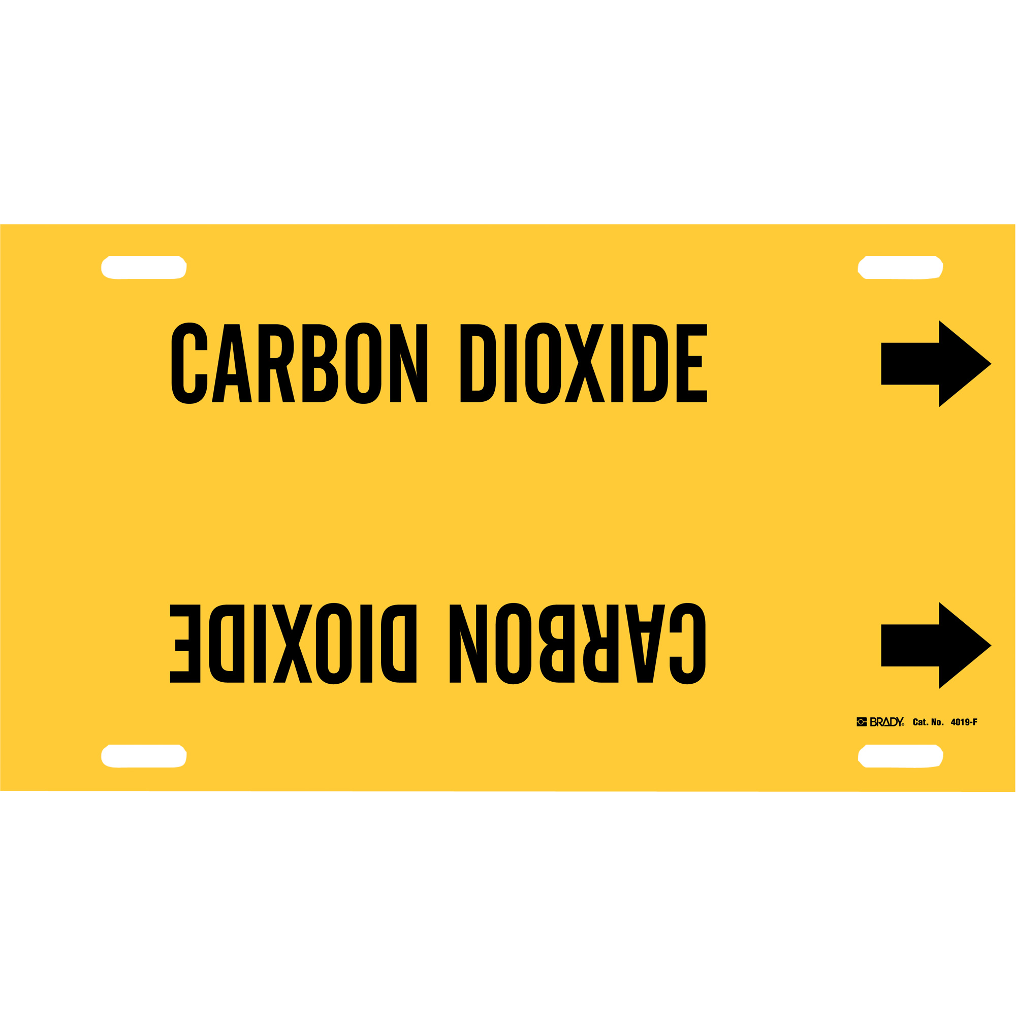 Marqueur de tuyau «Carbon Dioxide», À attacher, 8" h x 16" la, Noir sur jaune