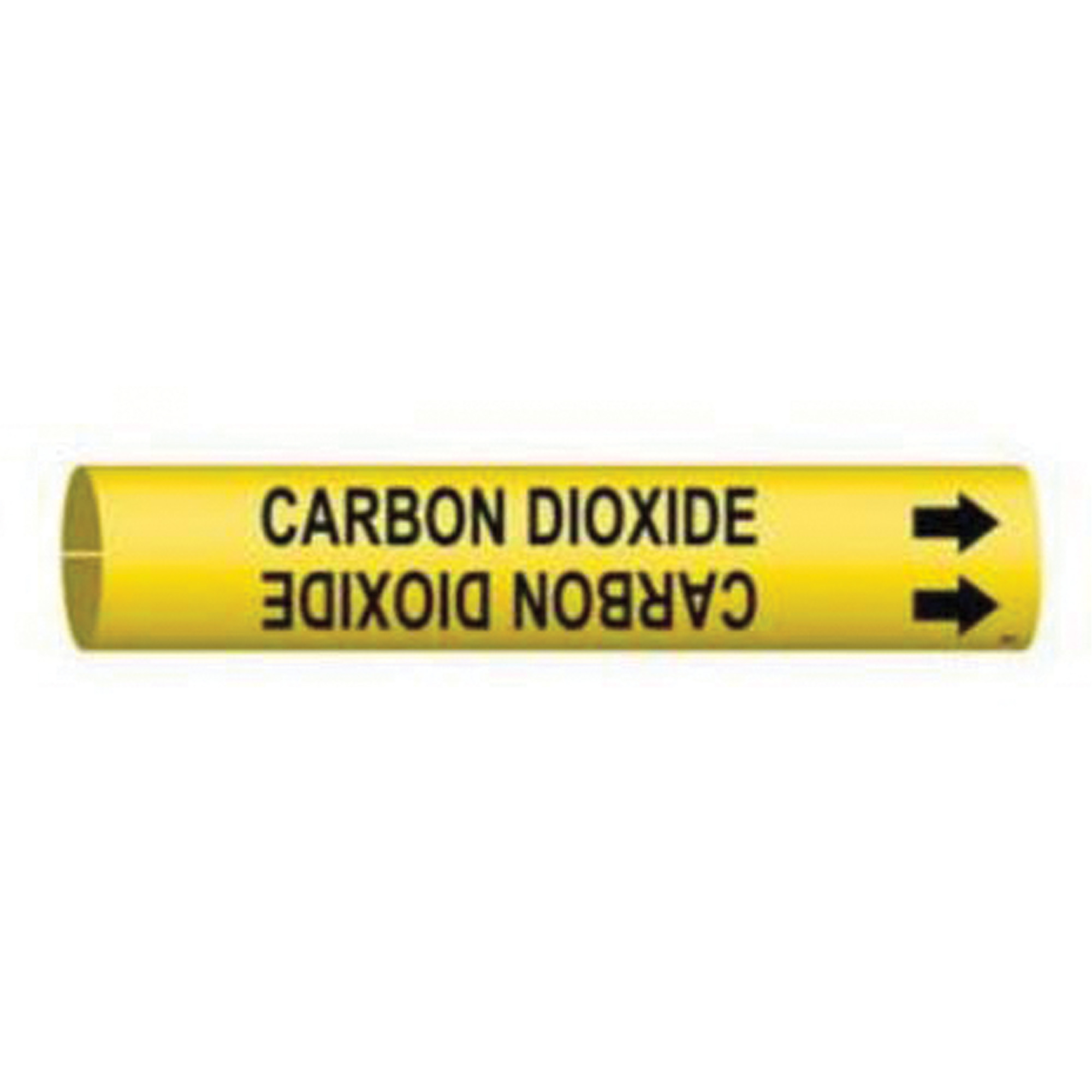 Marqueur de tuyau «Carbon Dioxide», À pression, 2-13/16" h x 2-13/16" la, Noir sur jaune