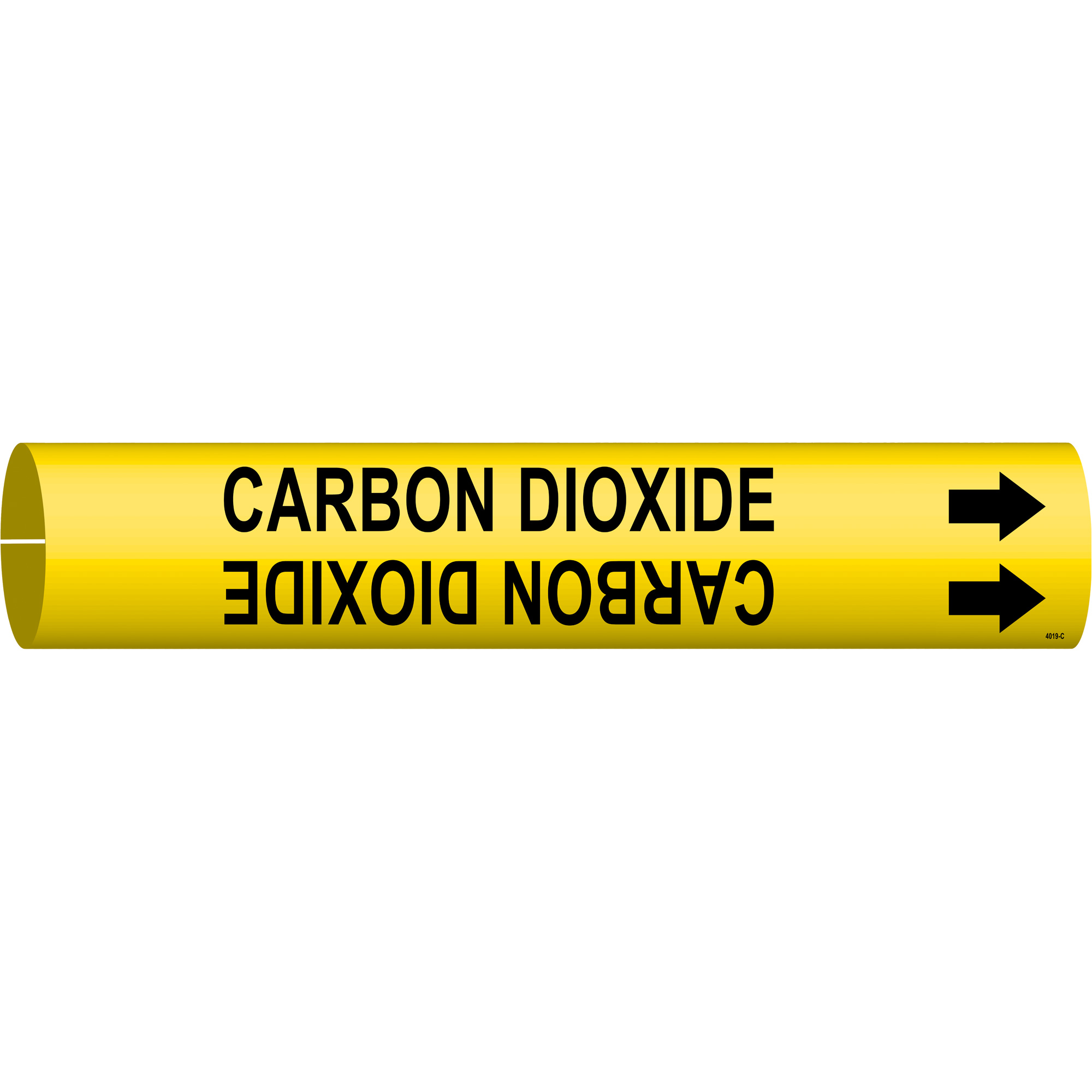 Marqueur de tuyau «Carbon Dioxide», À pression, 2" h x 2" la, Noir sur jaune