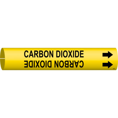 Marqueur de tuyau «Carbon Dioxide», À pression, 7/8" h x 7/8" la, Noir sur jaune