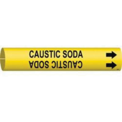 Marqueur de tuyau «Caustic Soda», À pression, 13/16" h x 13/16" la, Noir sur jaune