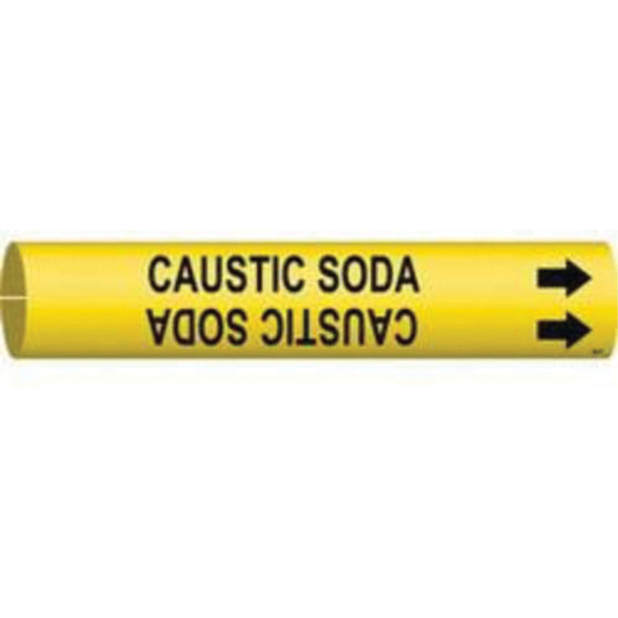 Marqueur de tuyau «Caustic Soda», À pression, 13/16" h x 13/16" la, Noir sur jaune