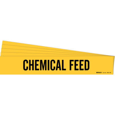 Marqueur de tuyau «Chemical Feed», Autocollant, 4" h x 24" la, Noir sur jaune