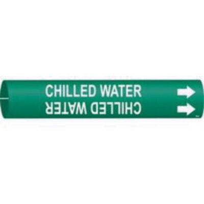 Marqueur de tuyau «Chilled Water», À pression, 13/16" h x 13/16" la, Blanc/vert