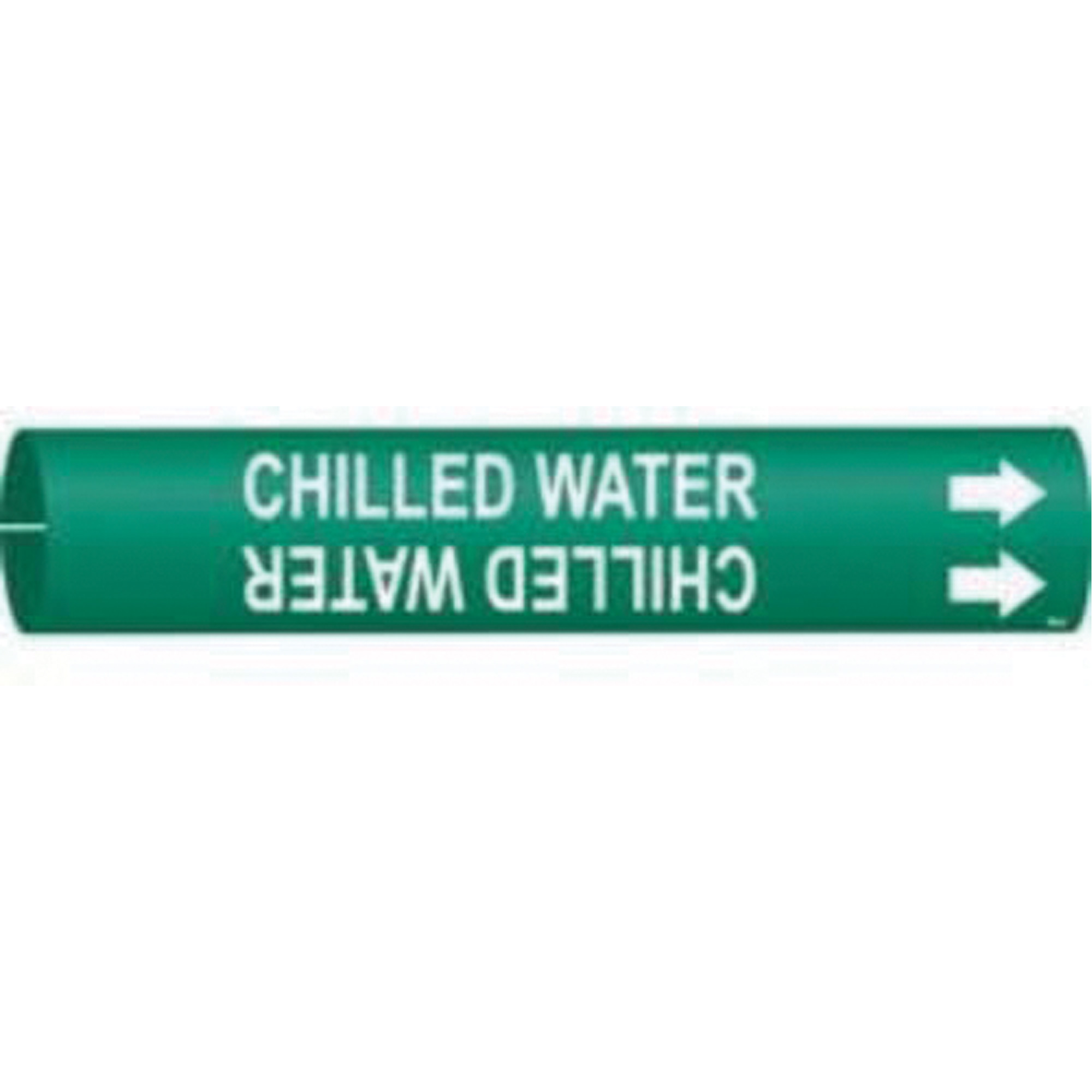 Marqueur de tuyau «Chilled Water», À pression, 13/16" h x 13/16" la, Blanc/vert