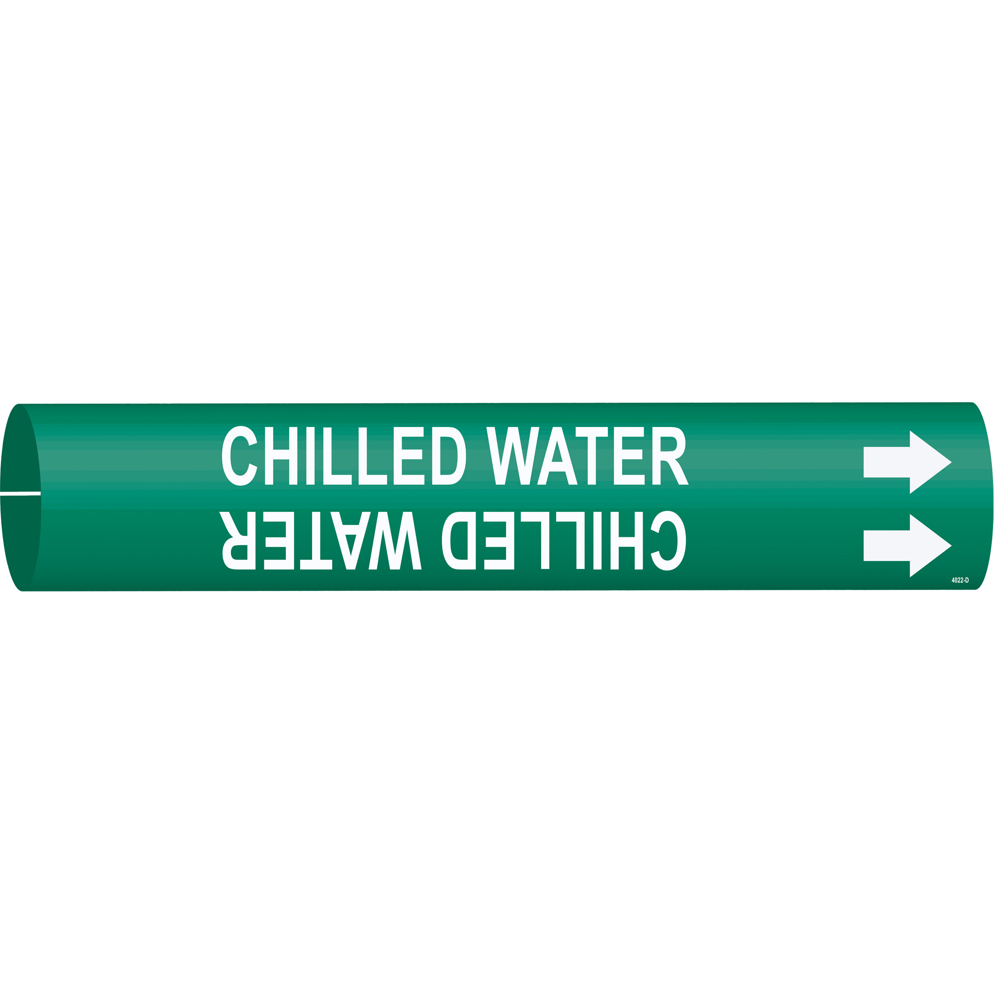 Marqueur de tuyau «Chilled Water», À pression, 2-13/16" h x 2-13/16" la, Blanc/vert