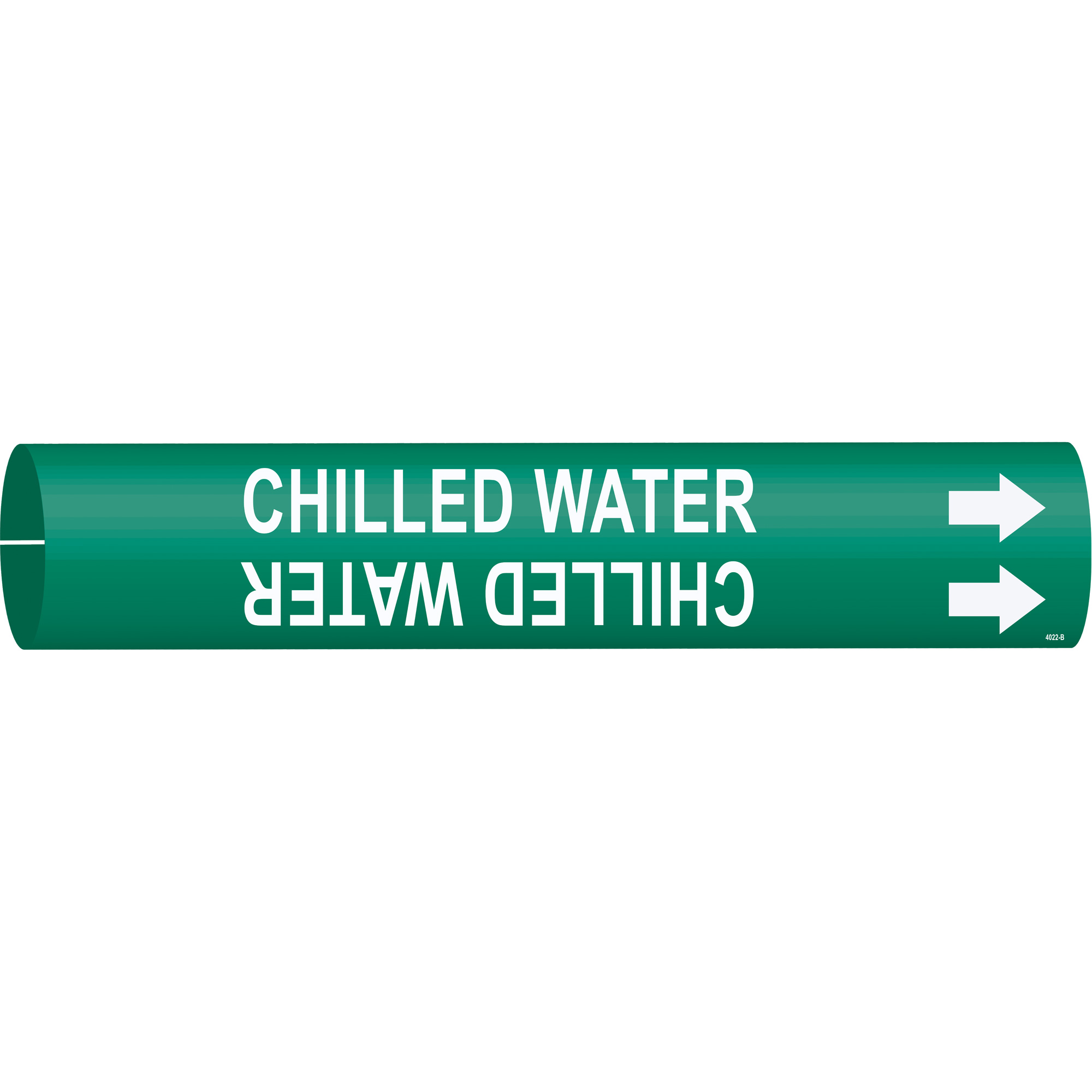 Marqueur de tuyau «Chilled Water», À pression, 7/8" h x 7/8" la, Blanc/vert