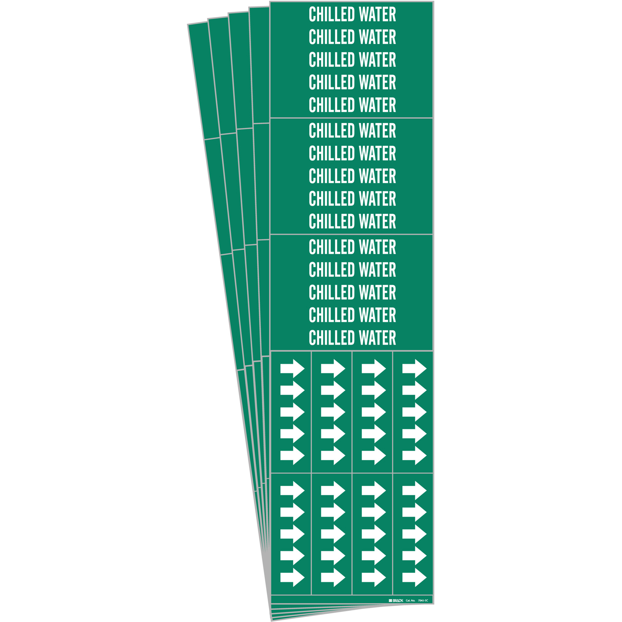 Marqueur de tuyau «Chilled Water», Autocollant, 2-1/4" h x 2-3/4" la, Blanc/vert