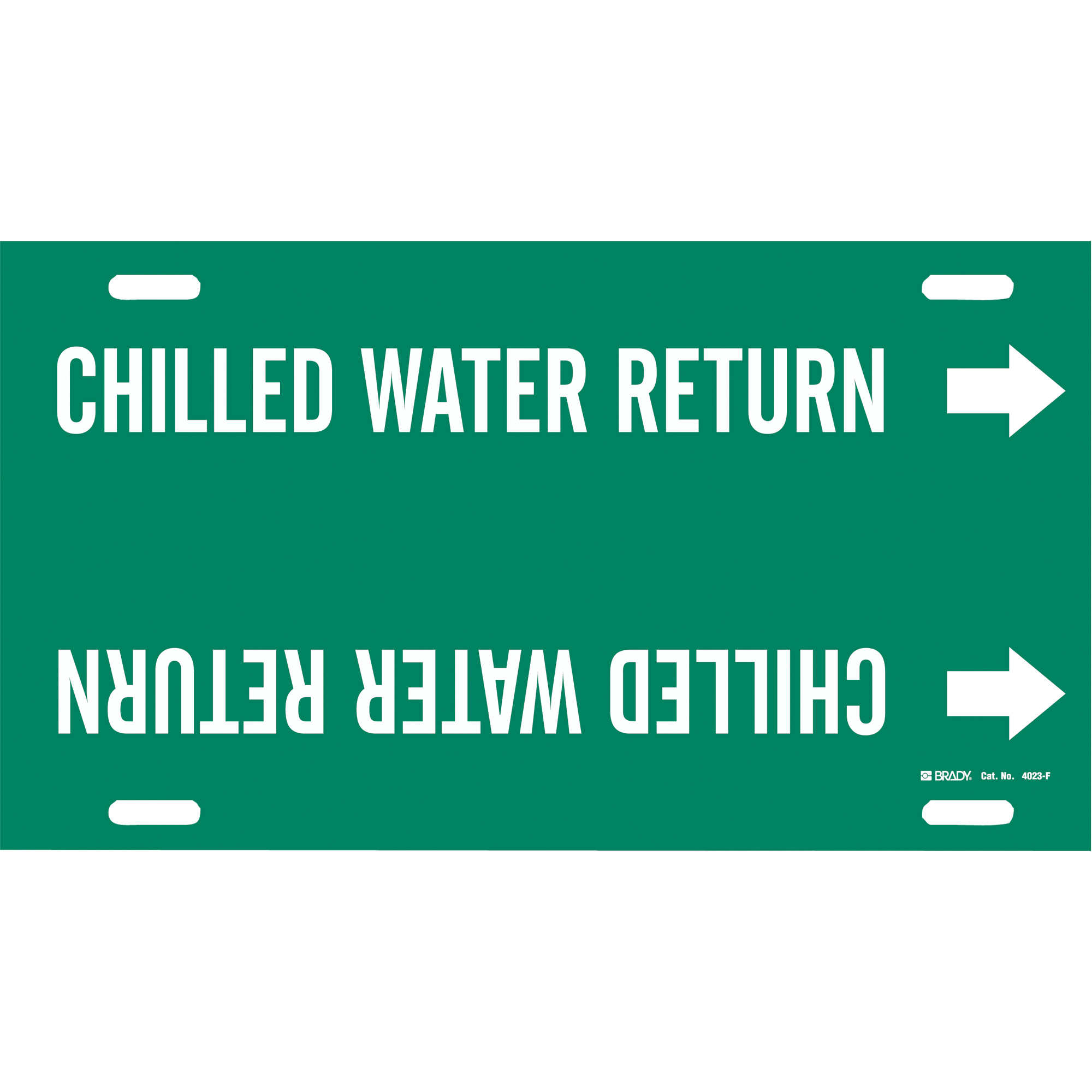 Marqueur de tuyau «Chilled Water Return», À attacher, 8" h x 16" la, Blanc/vert
