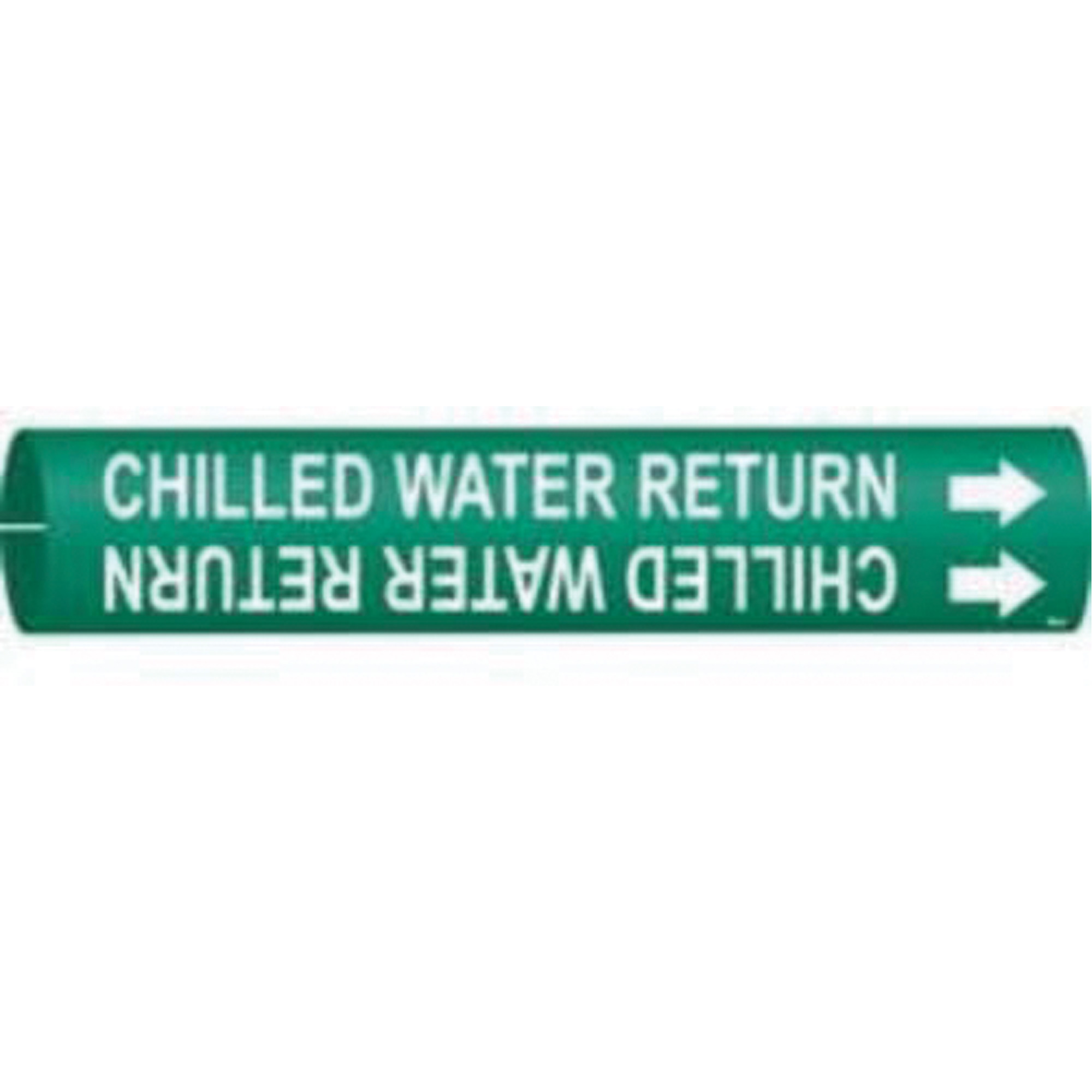 Marqueur de tuyau «Chilled Water Return», À pression, 13/16" h x 13/16" la, Blanc/vert
