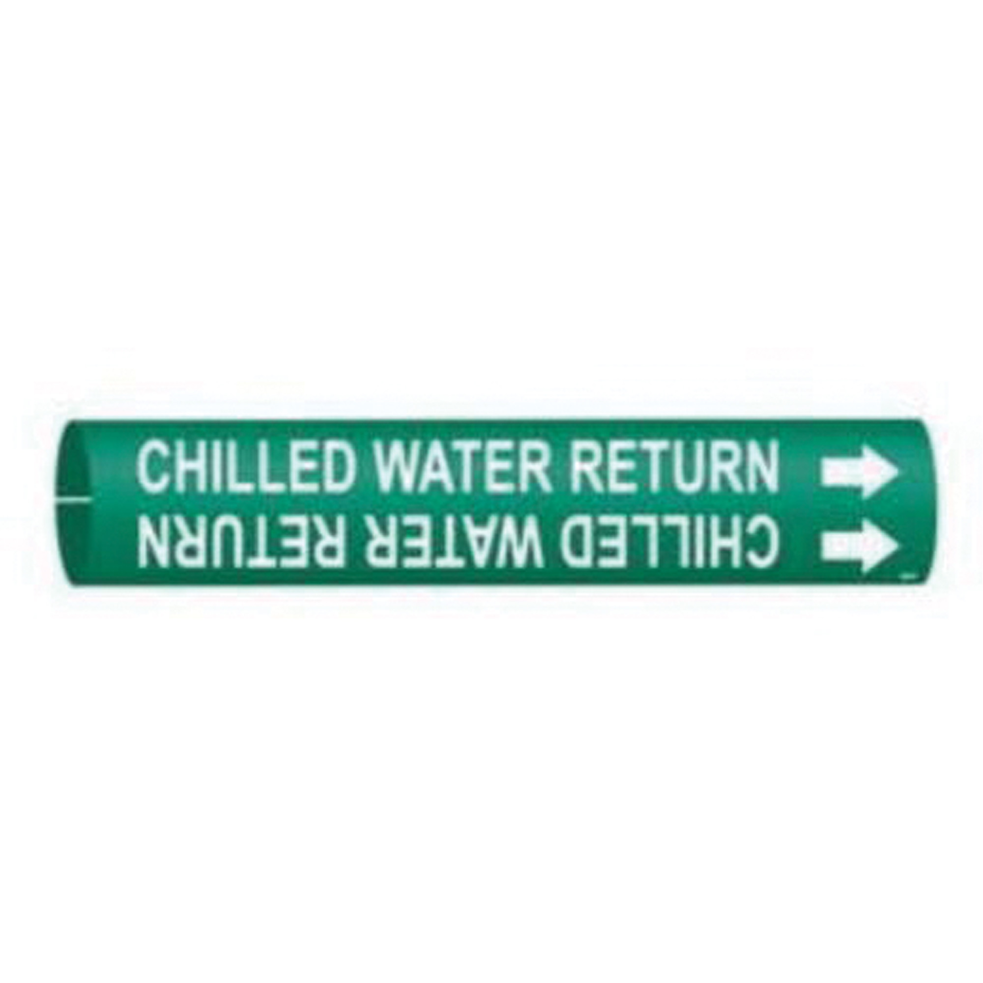 Marqueur de tuyau «Chilled Water Return», À pression, 7/8" h x 7/8" la, Blanc/vert