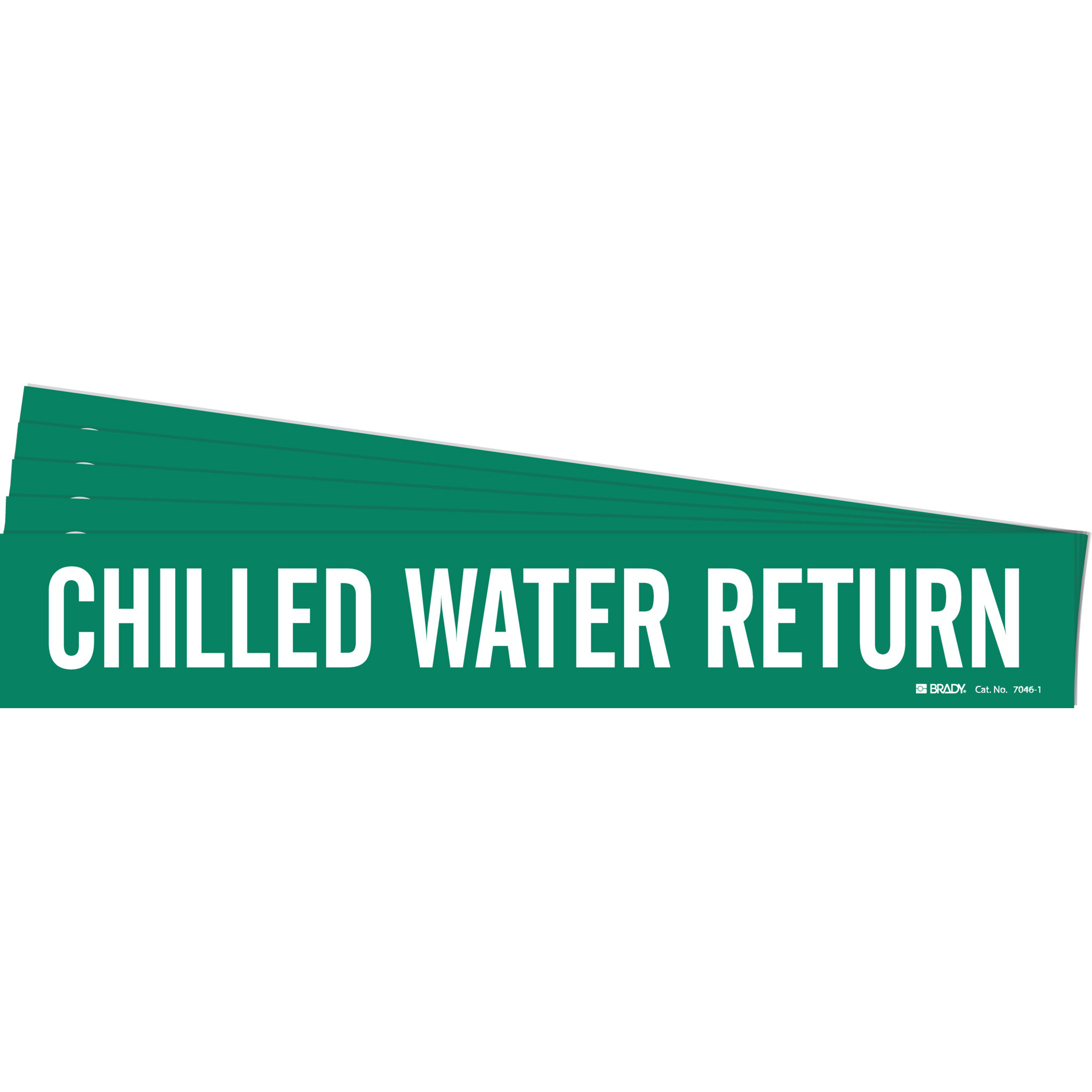 Marqueur de tuyau «Chilled Water Return», Autocollant, 2-1/4" h x 14" la, Blanc/vert