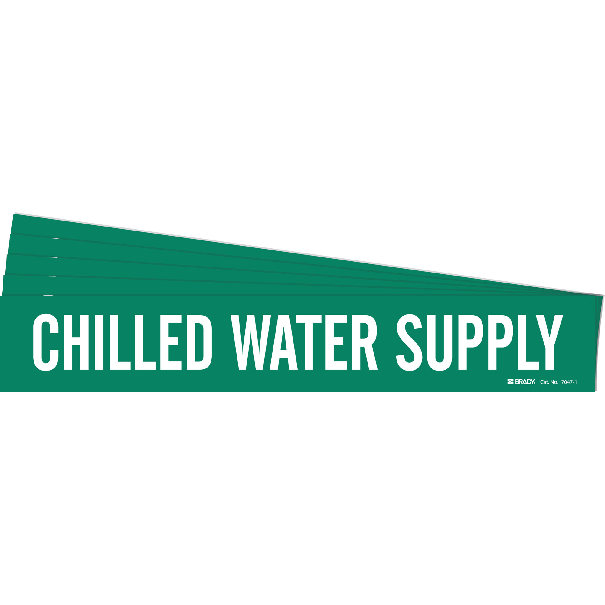 Marqueur de tuyau «Chilled Water Supply», Autocollant, 2-1/4" h x 14" la, Blanc/vert
