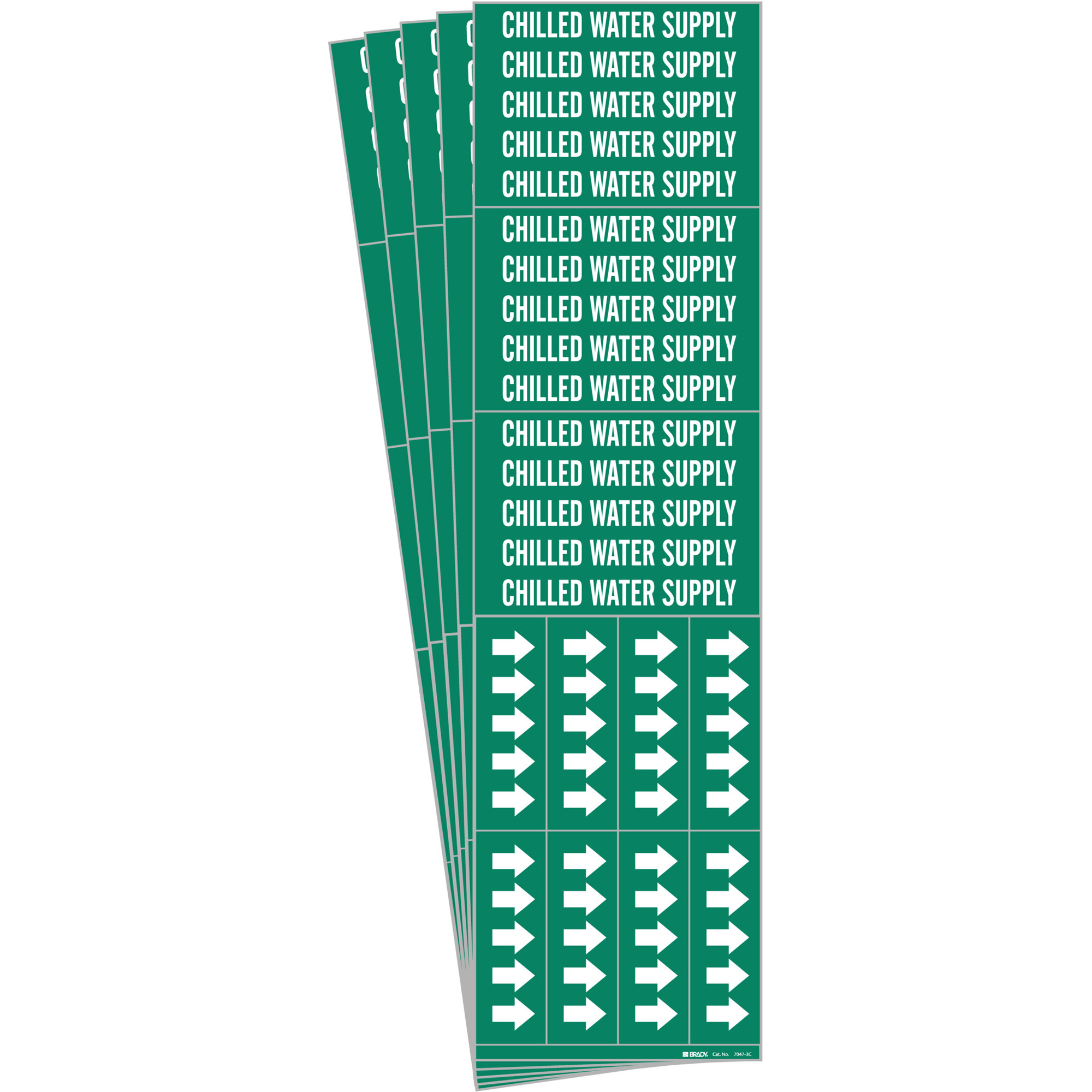 Marqueur de tuyau «Chilled Water Supply», Autocollant, 2-1/4" h x 2-3/4" la, Blanc/vert