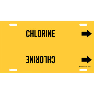 Marqueur de tuyau «Chlorine», À attacher, 10" h x 24" la, Noir sur jaune