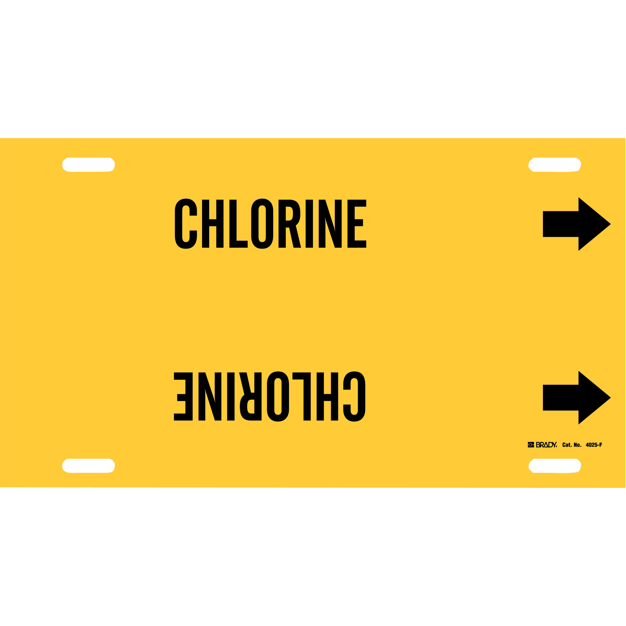 Marqueur de tuyau «Chlorine», À attacher, 8" h x 16" la, Noir sur jaune
