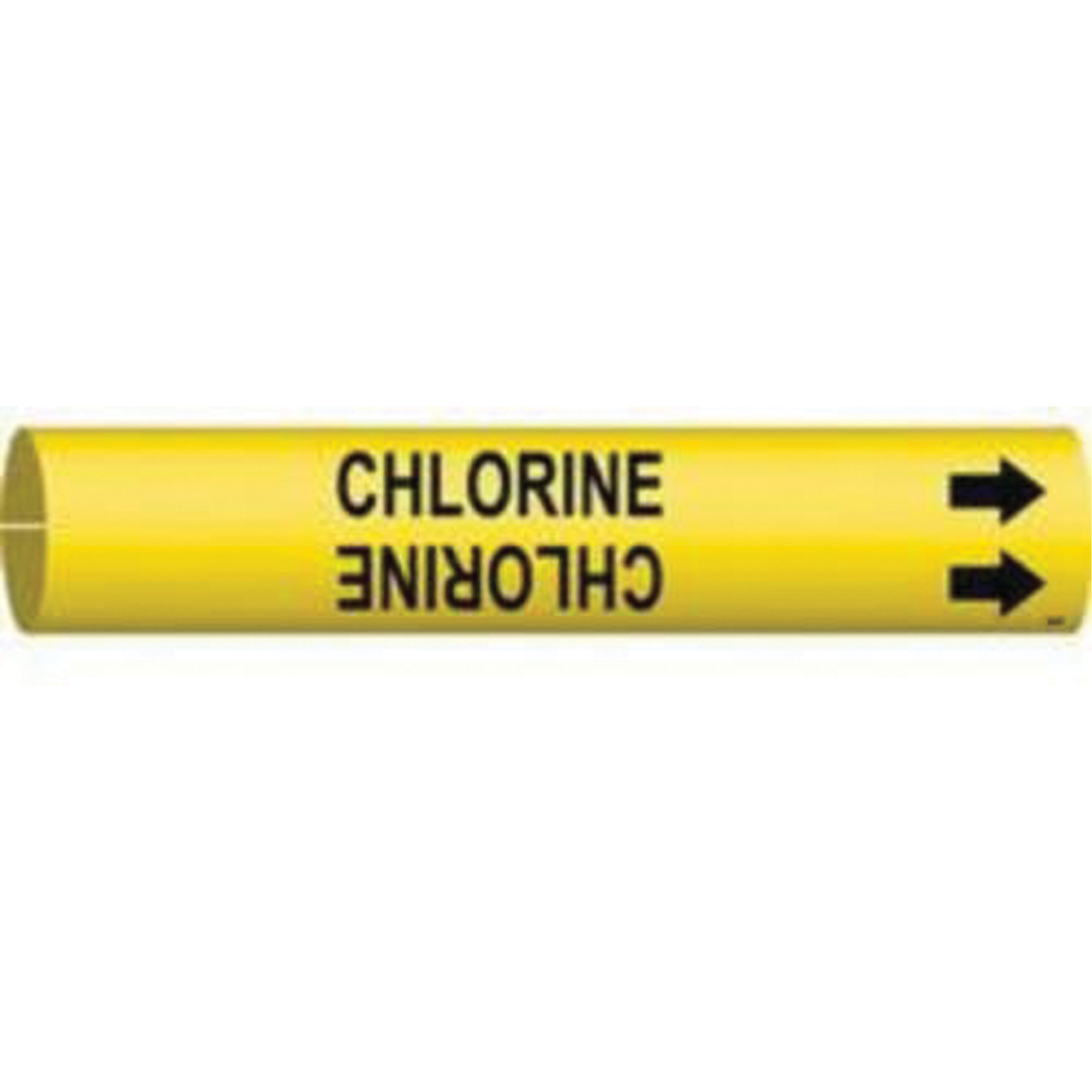 Marqueur de tuyau «Chlorine», À pression, 13/16" h x 13/16" la, Noir sur jaune