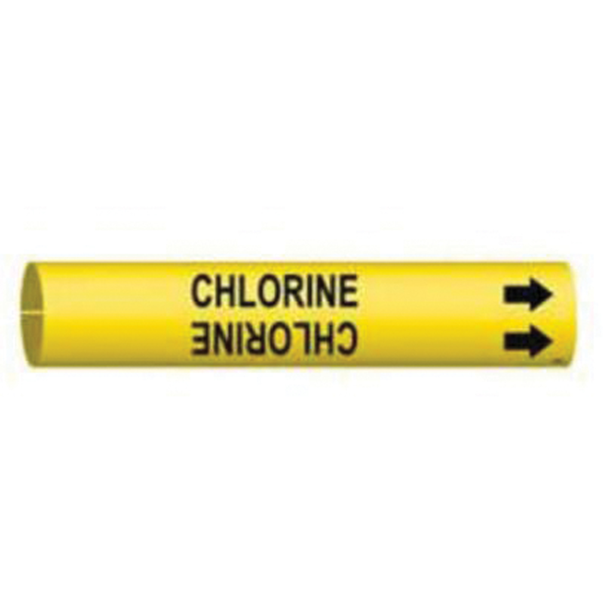 Marqueur de tuyau «Chlorine», À pression, 2-13/16" h x 2-13/16" la, Noir sur jaune