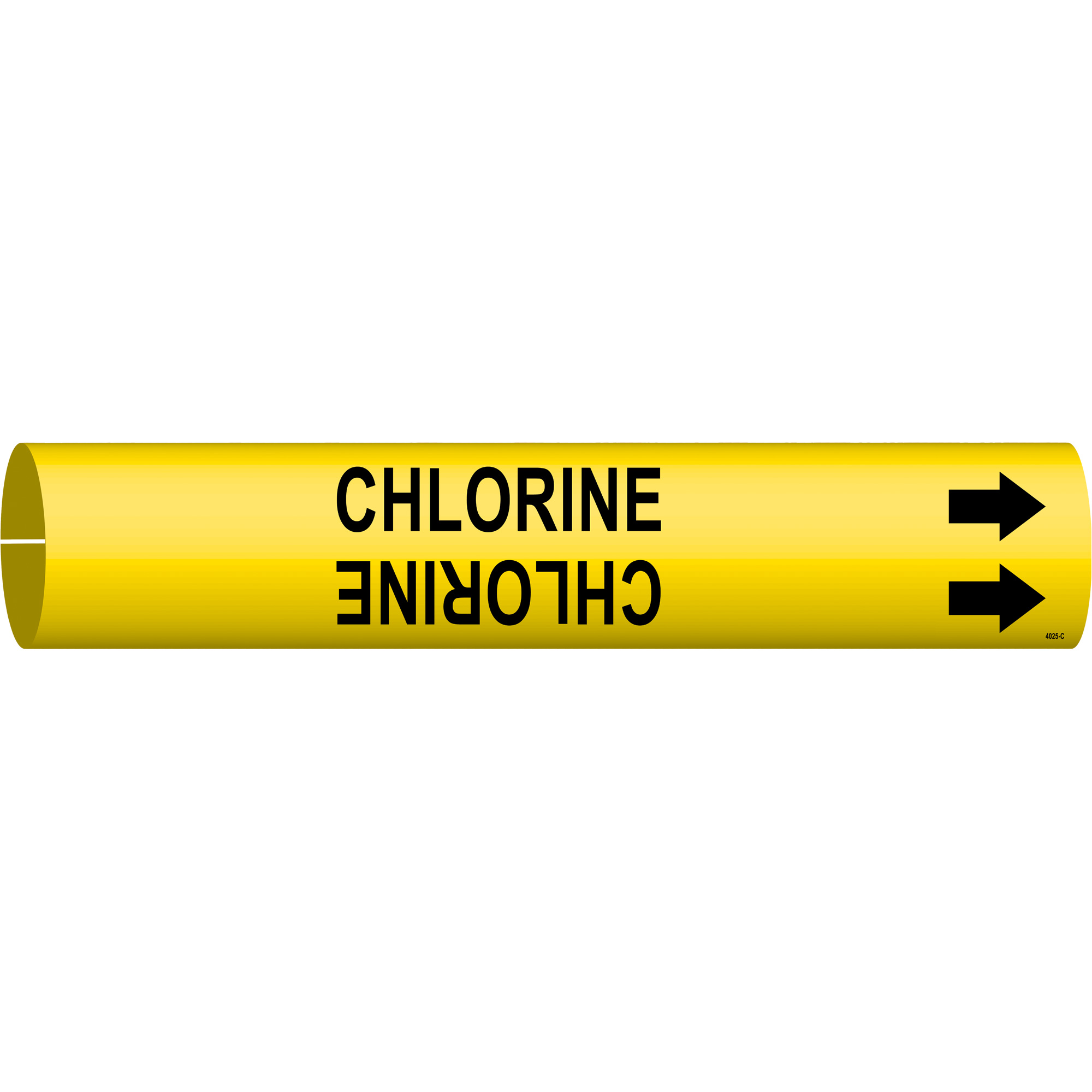 Marqueur de tuyau «Chlorine», À pression, 2" h x 2" la, Noir sur jaune