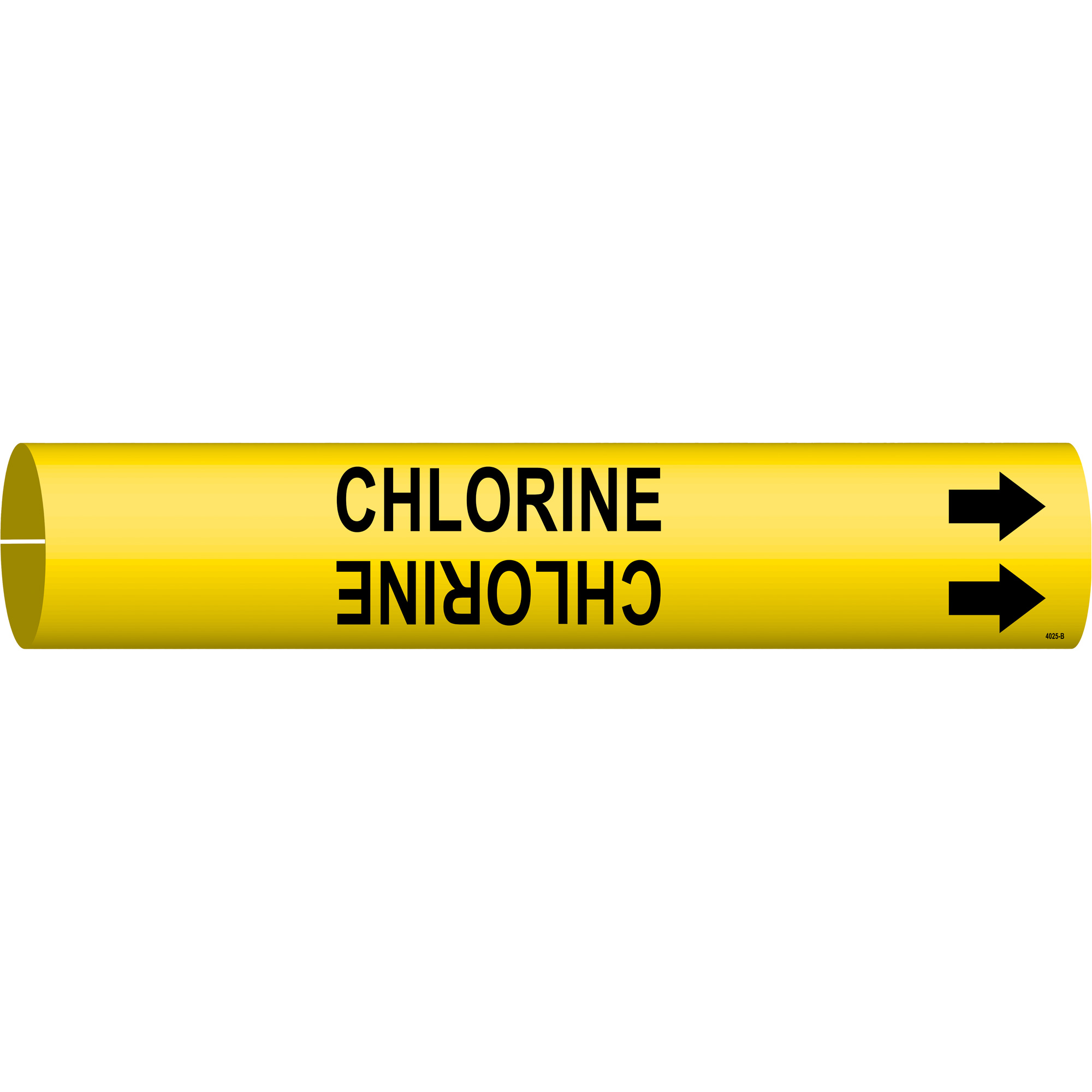 Marqueur de tuyau «Chlorine», À pression, 7/8" h x 7/8" la, Noir sur jaune