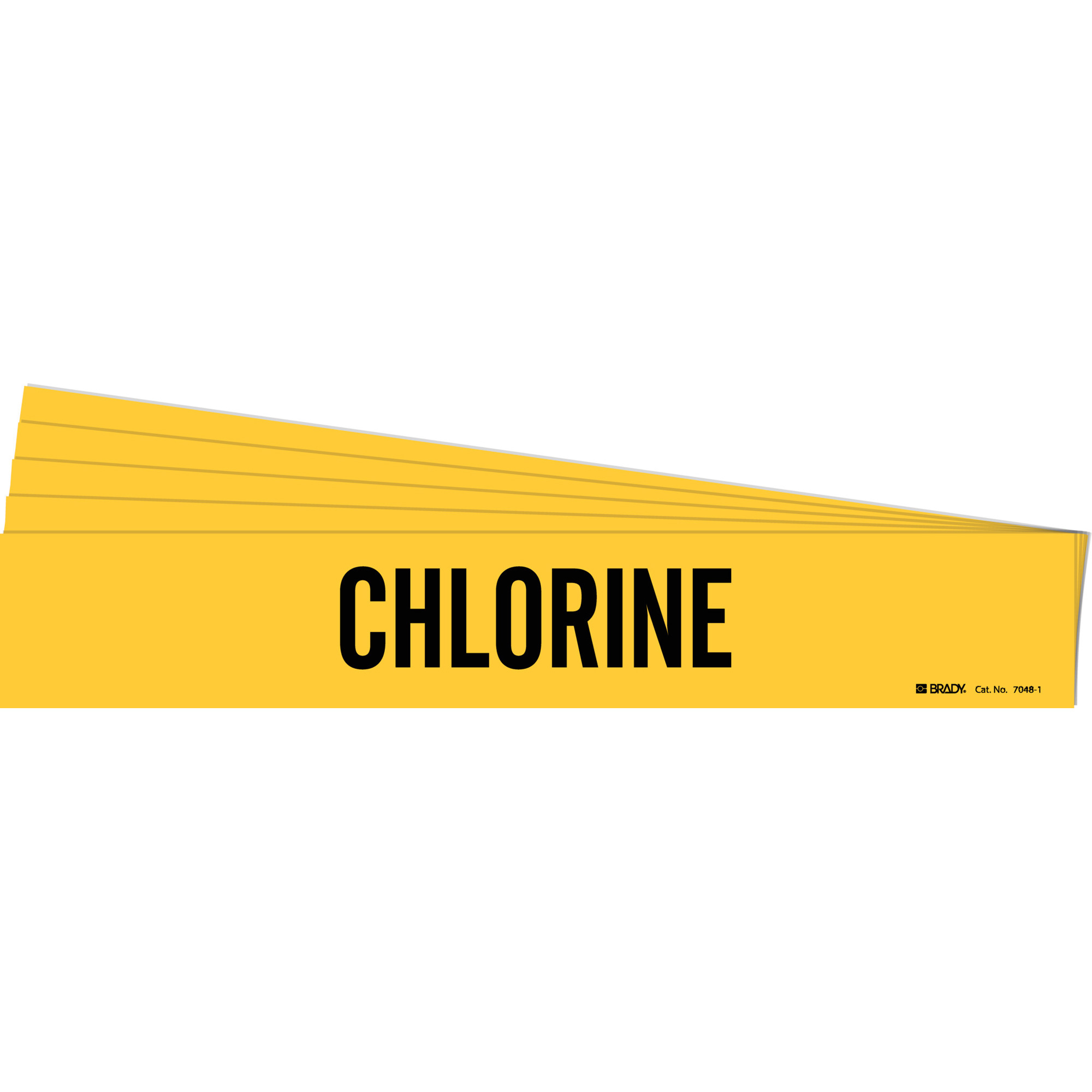 Marqueur de tuyau «Chlorine», Autocollant, 2-1/4" h x 14" la, Noir sur jaune