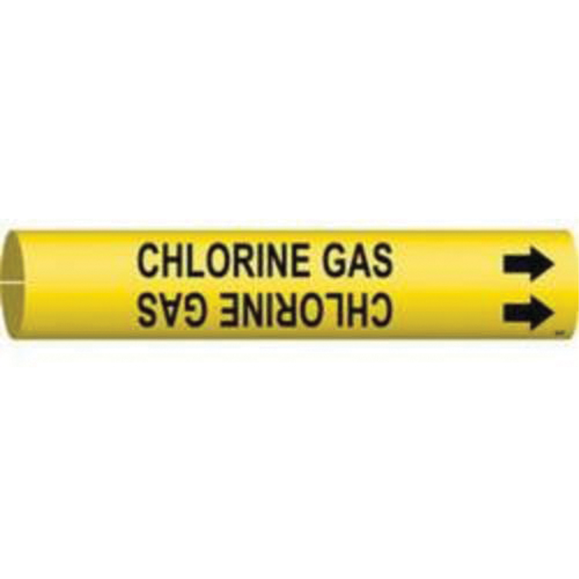 Marqueur de tuyau «Chlorine Gas», À pression, 13/16" h x 13/16" la, Noir sur jaune