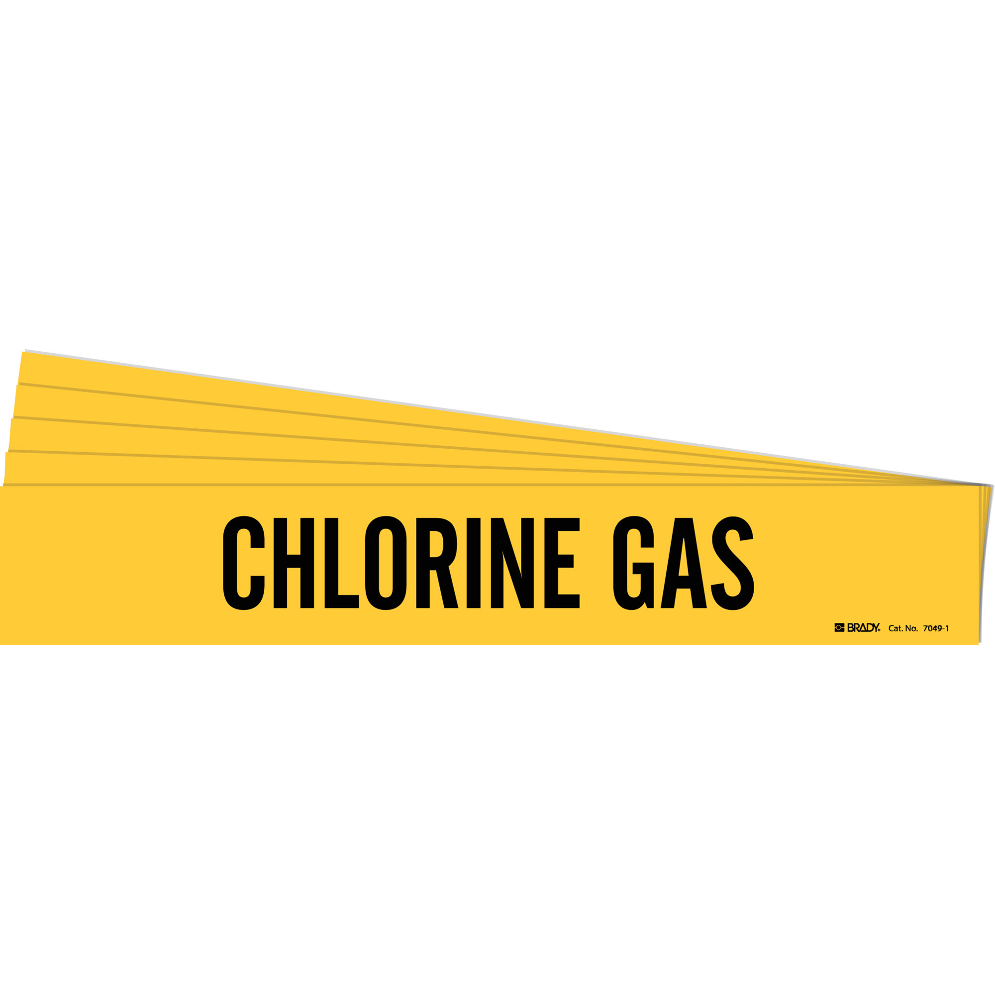 Marqueur de tuyau «Chlorine Gas», Autocollant, 2-1/4" h x 14" la, Noir sur jaune
