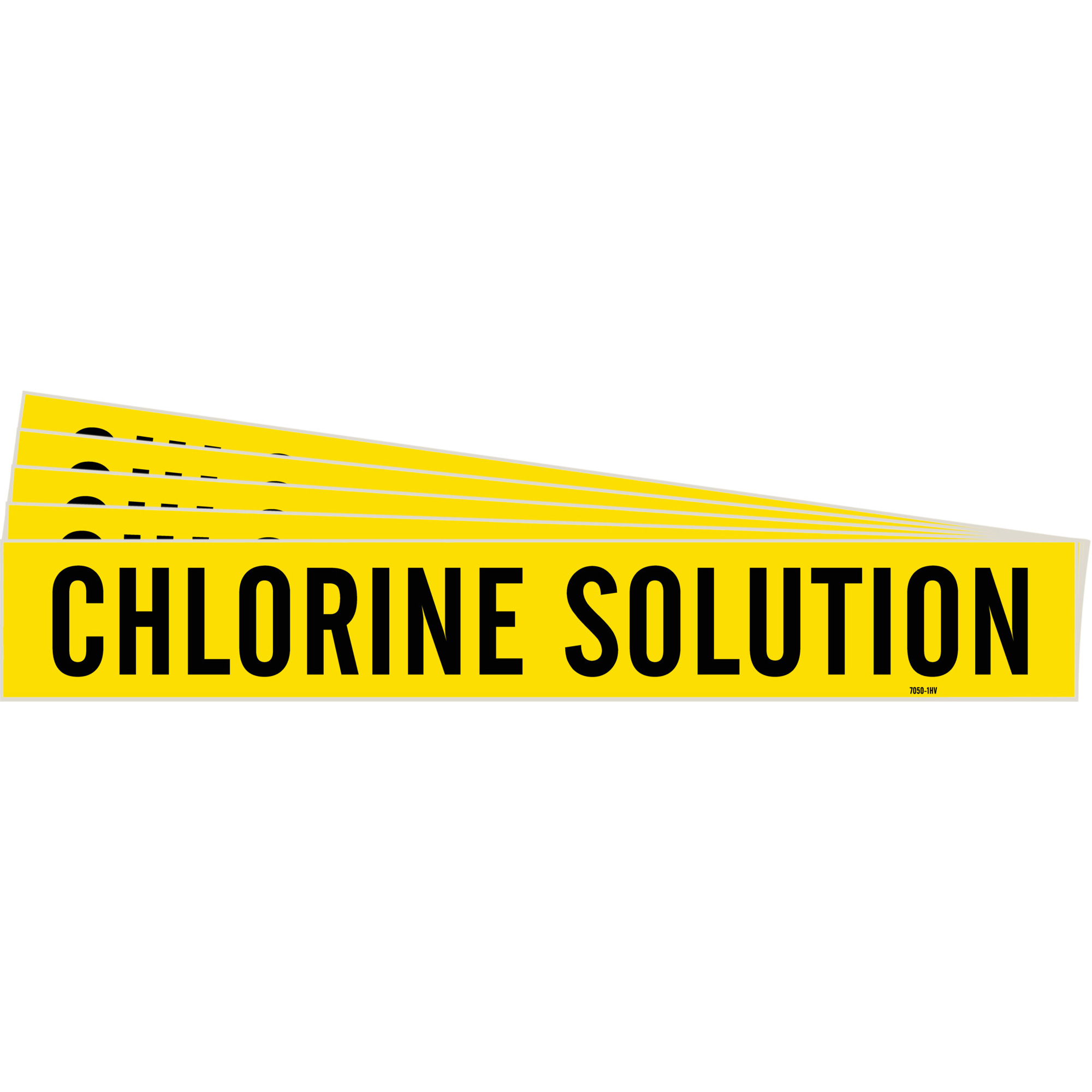 Marqueur de tuyau «Chlorine Solution», Autocollant, 4" h x 24" la, Noir sur jaune