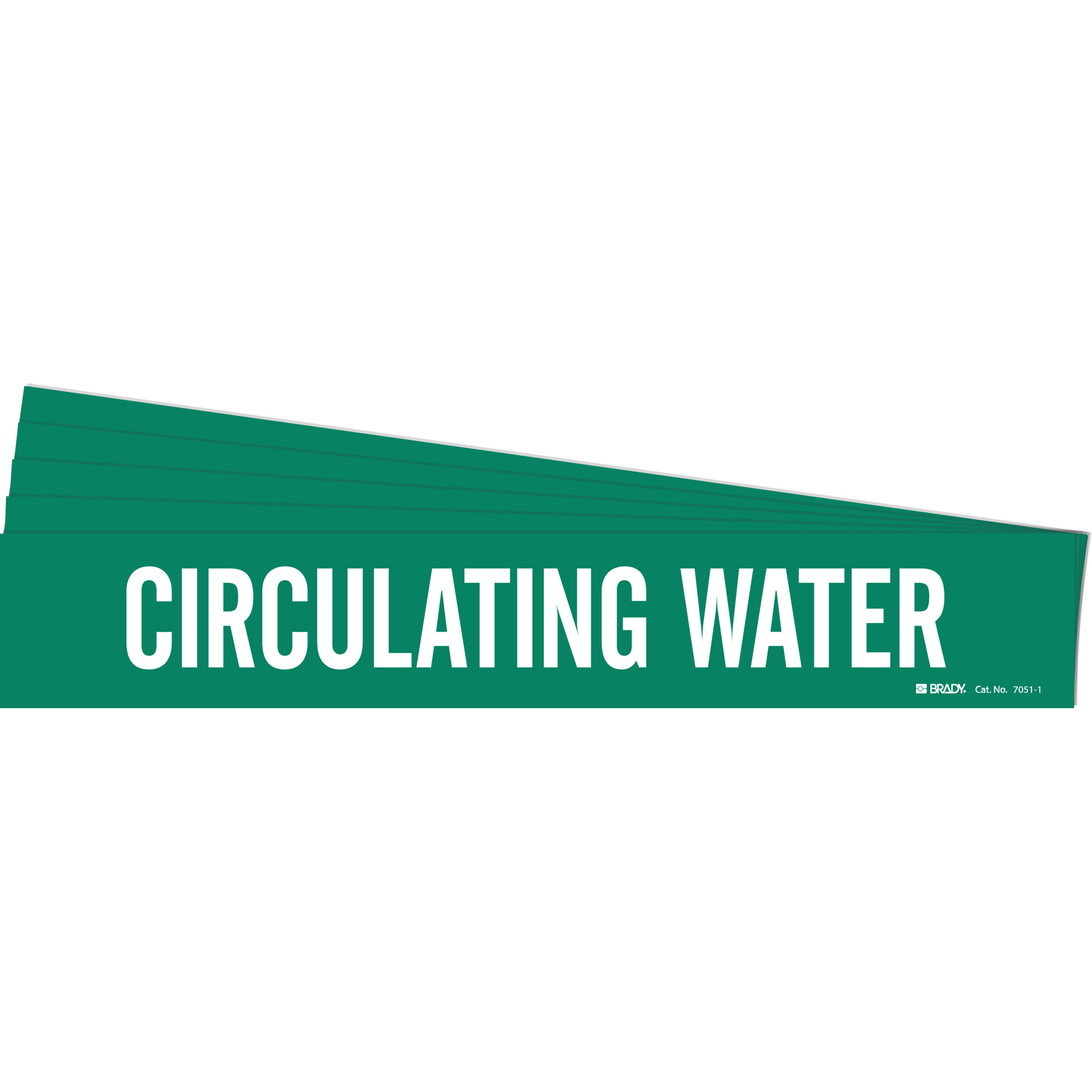 Marqueur de tuyau «Circulating Water», Autocollant, 2-1/4" h x 14" la, Blanc/vert